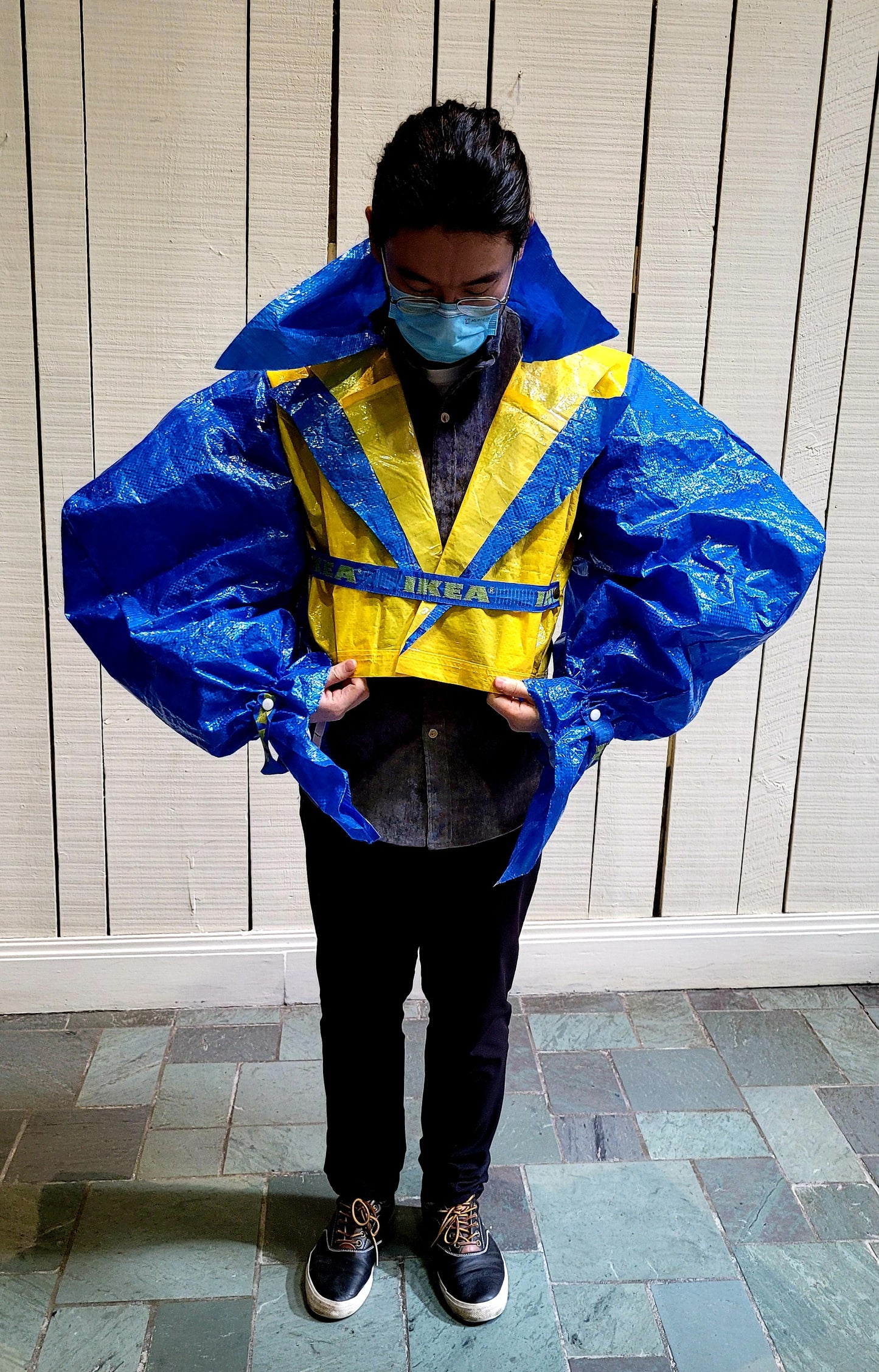 UKRAINE BENEFIT #9 "POWER SUIT JACKET WITH MUTTON SLEEVES AND SNAP CLOSURE" CHEN, EVAN