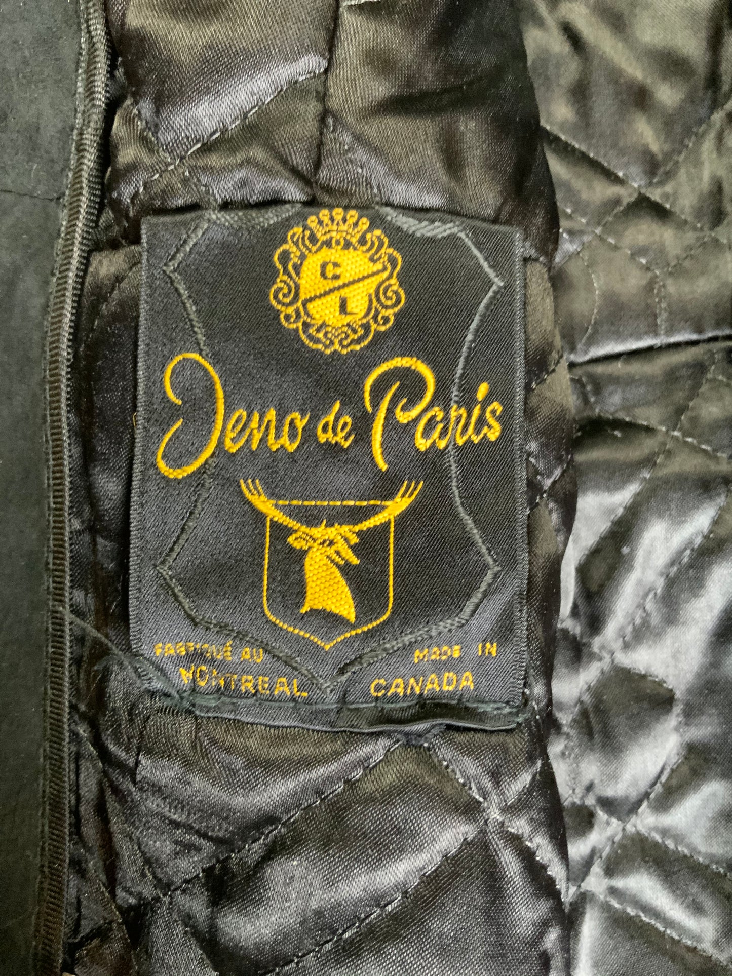 Kingspier Vintage - Jeno de Paris 1970’s black suede full length coat with black leather detailing and mahogany coloured fur collar. This coat features front pockets, button closures, a belt and a quilted lining. Made in Montreal.