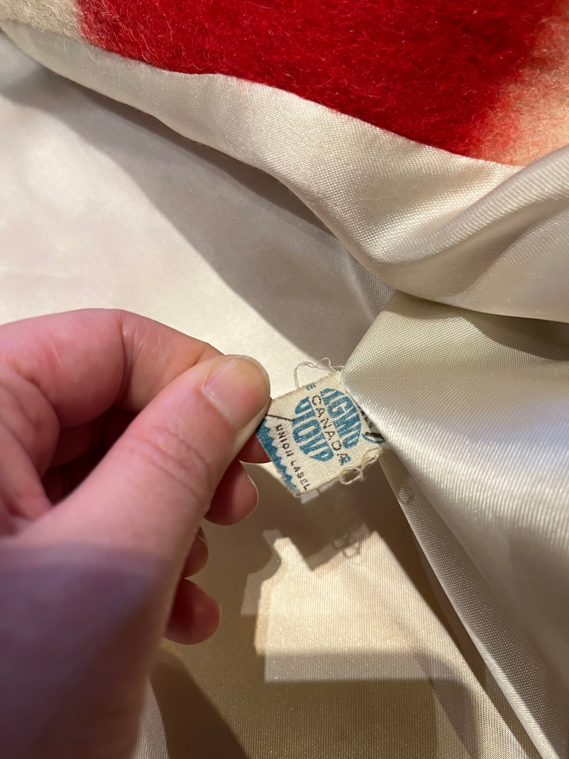 Genuine Hudson’s Bay Company 100% wool point blanket coat in the iconic multi-stripe colours. The coat is double breasted with pockets and a satin lining.
Union made in Canada. 
Chest measures 42”.