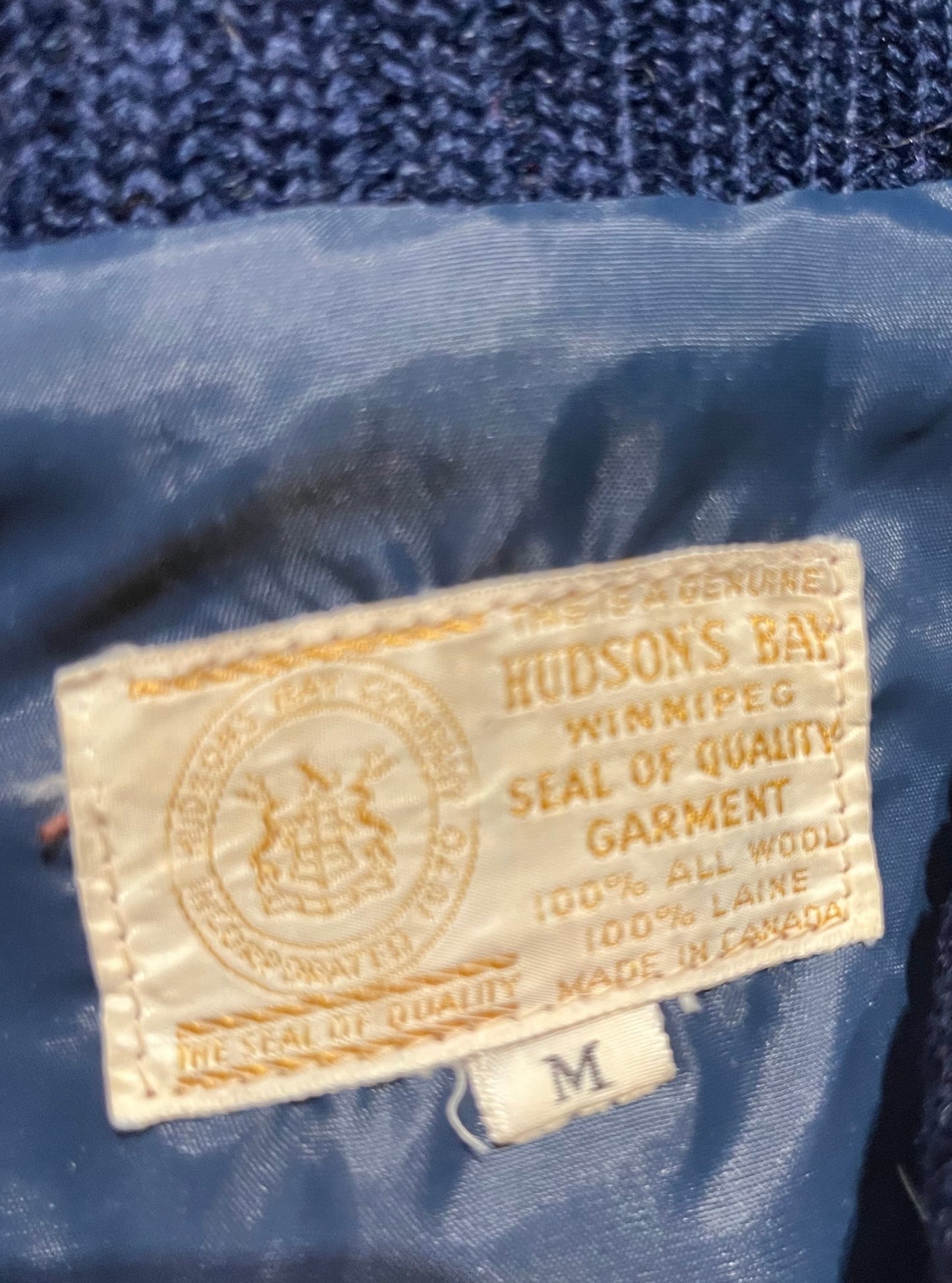 Genuine Hudson’s Bay Company 100% wool point blanket zip cardigan in the iconic multi-stripe colours with two zip front pockets.
Union made in Canada.
Size medium.