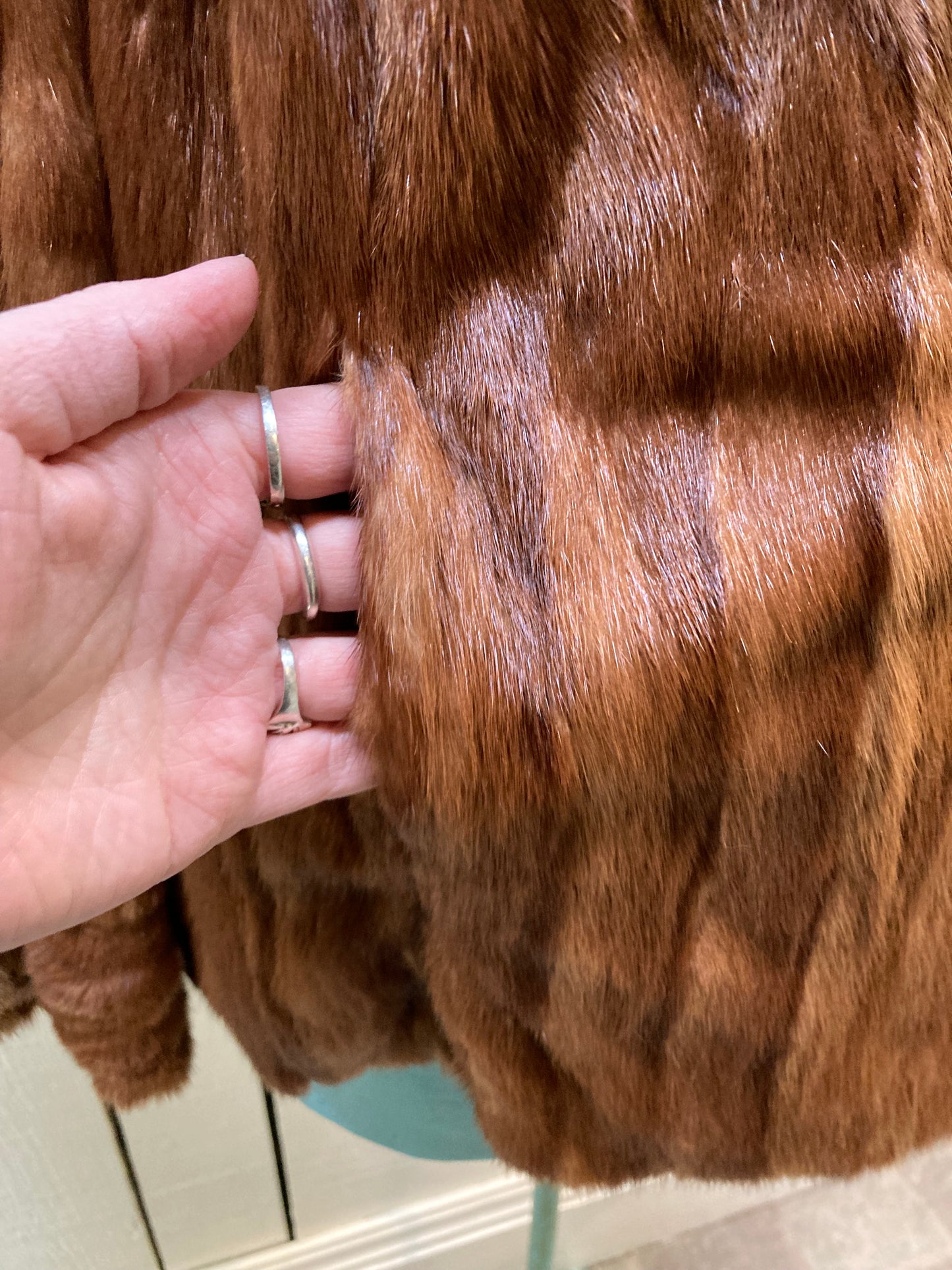 Kingspier Vintage - Vintage Louis Saltzman fur opera coat with hook and eye closures and twp front pockets, one inside pocket.
Made in USA.