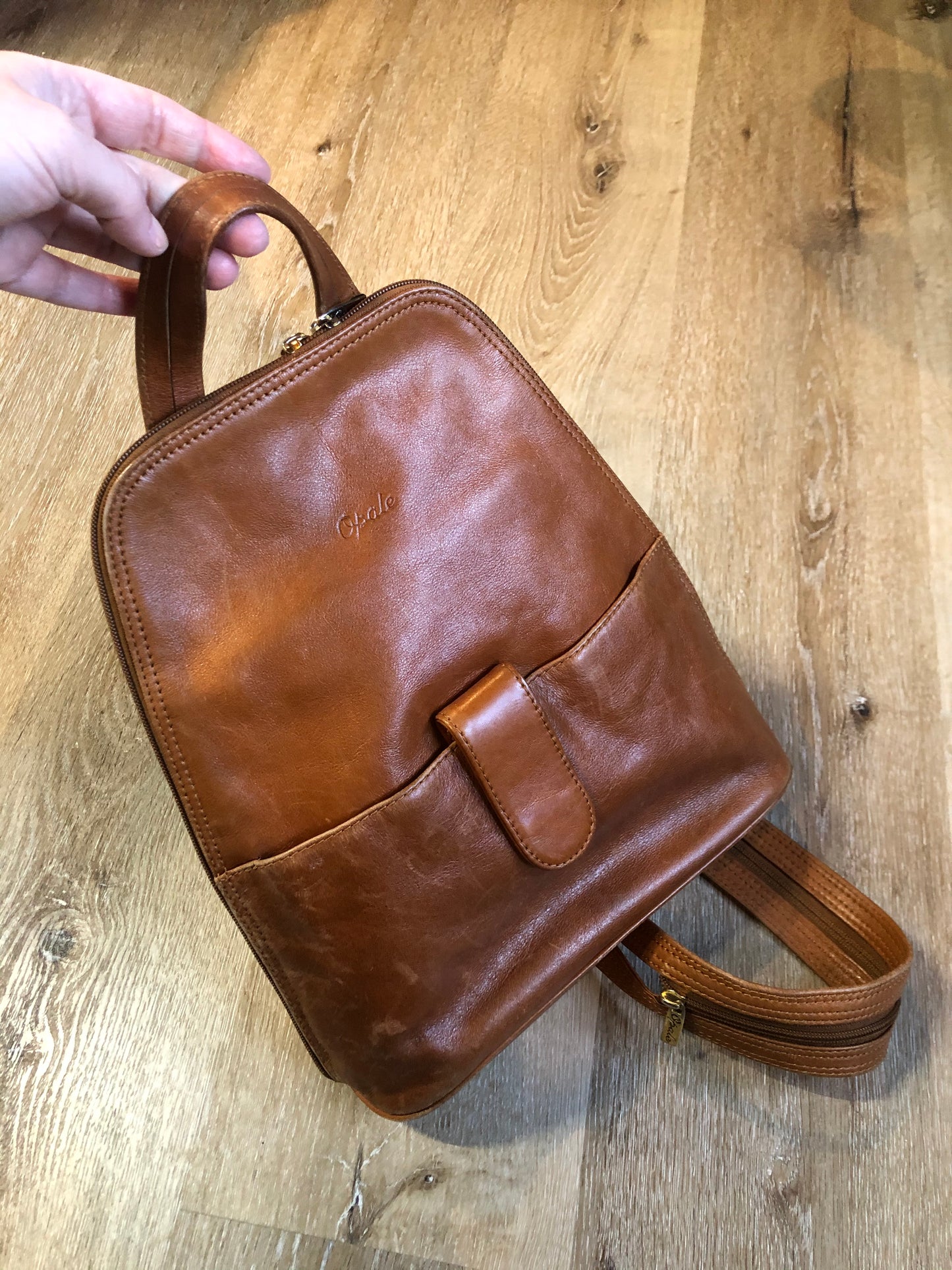 Opale Brown Leather Backpack, SOLD