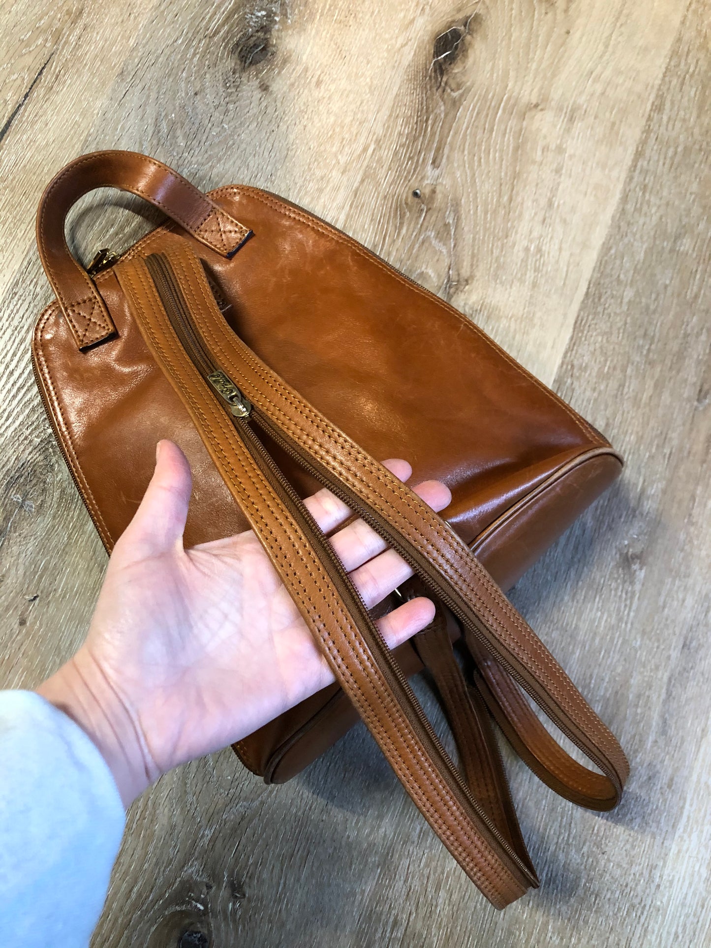 Opale Brown Leather Backpack, SOLD