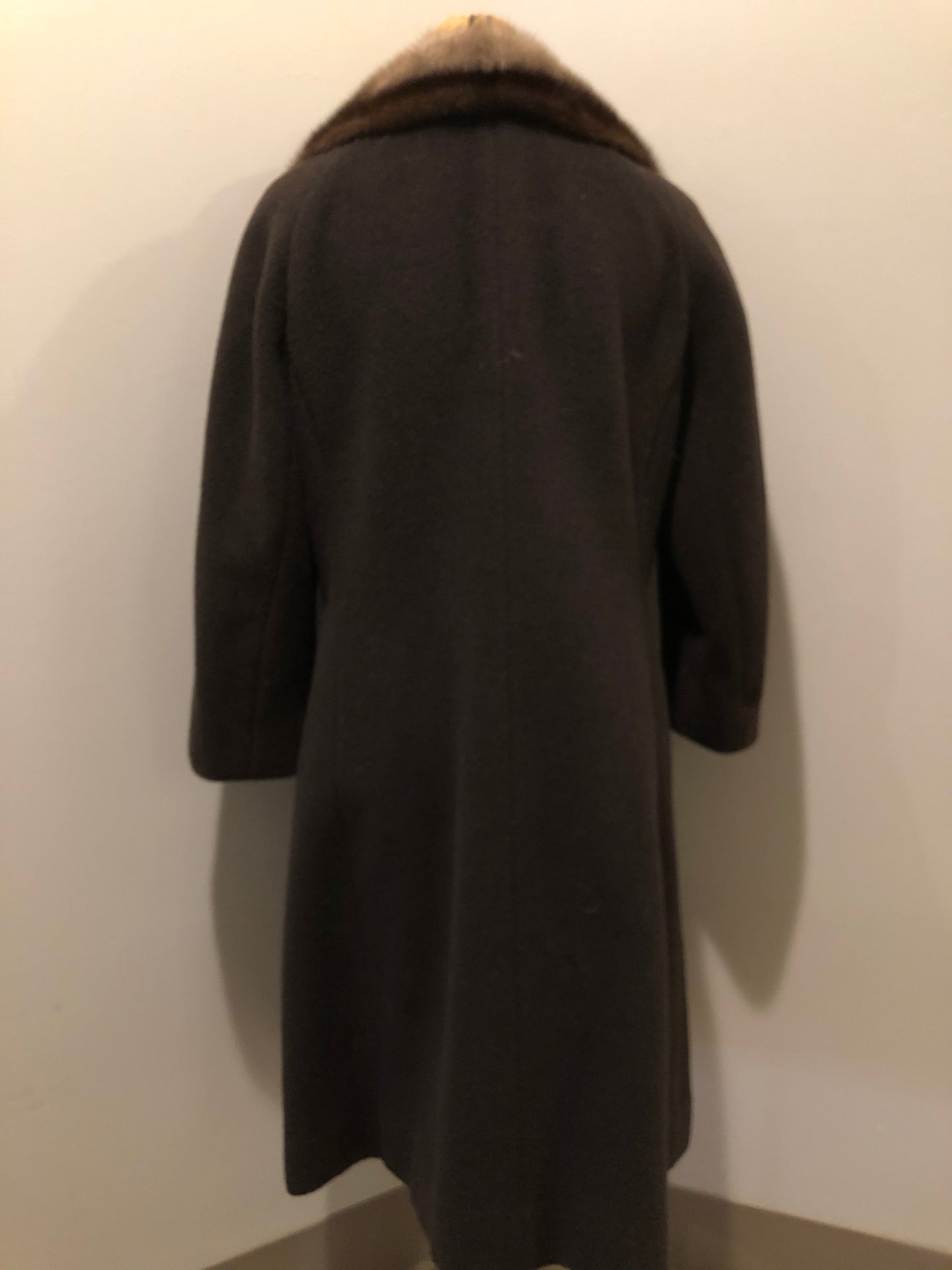 Kingspier Vintage - HM Original wool and mohair coat with fur collar, front pockets and large snap closures down the front. The label states it was made in West Germany. Fits a size small.
