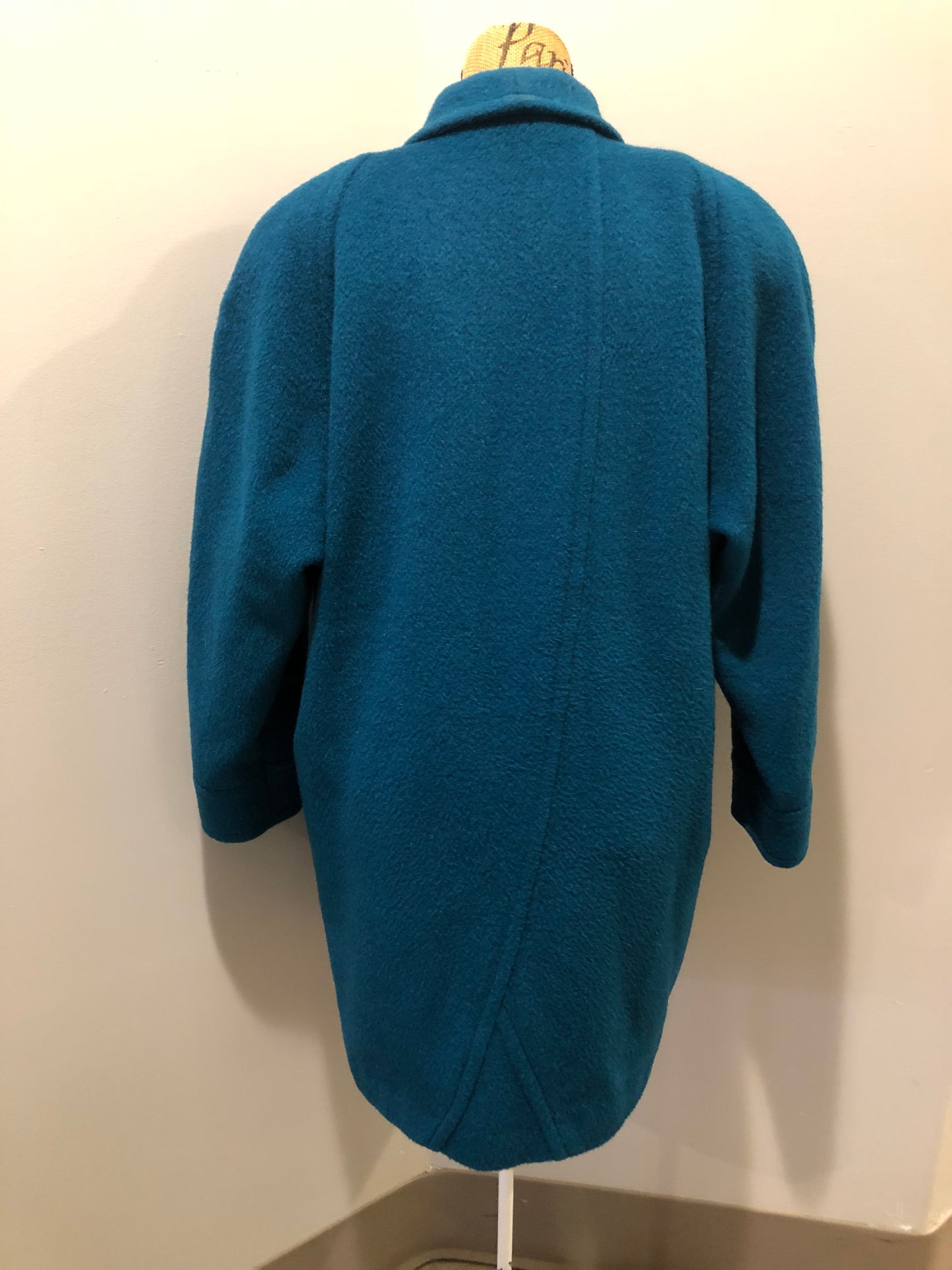 Kingspier Vintage - Marks & Spencer 1980’s mohair and wool blend, double breasted teal coat. Fits a size 10.