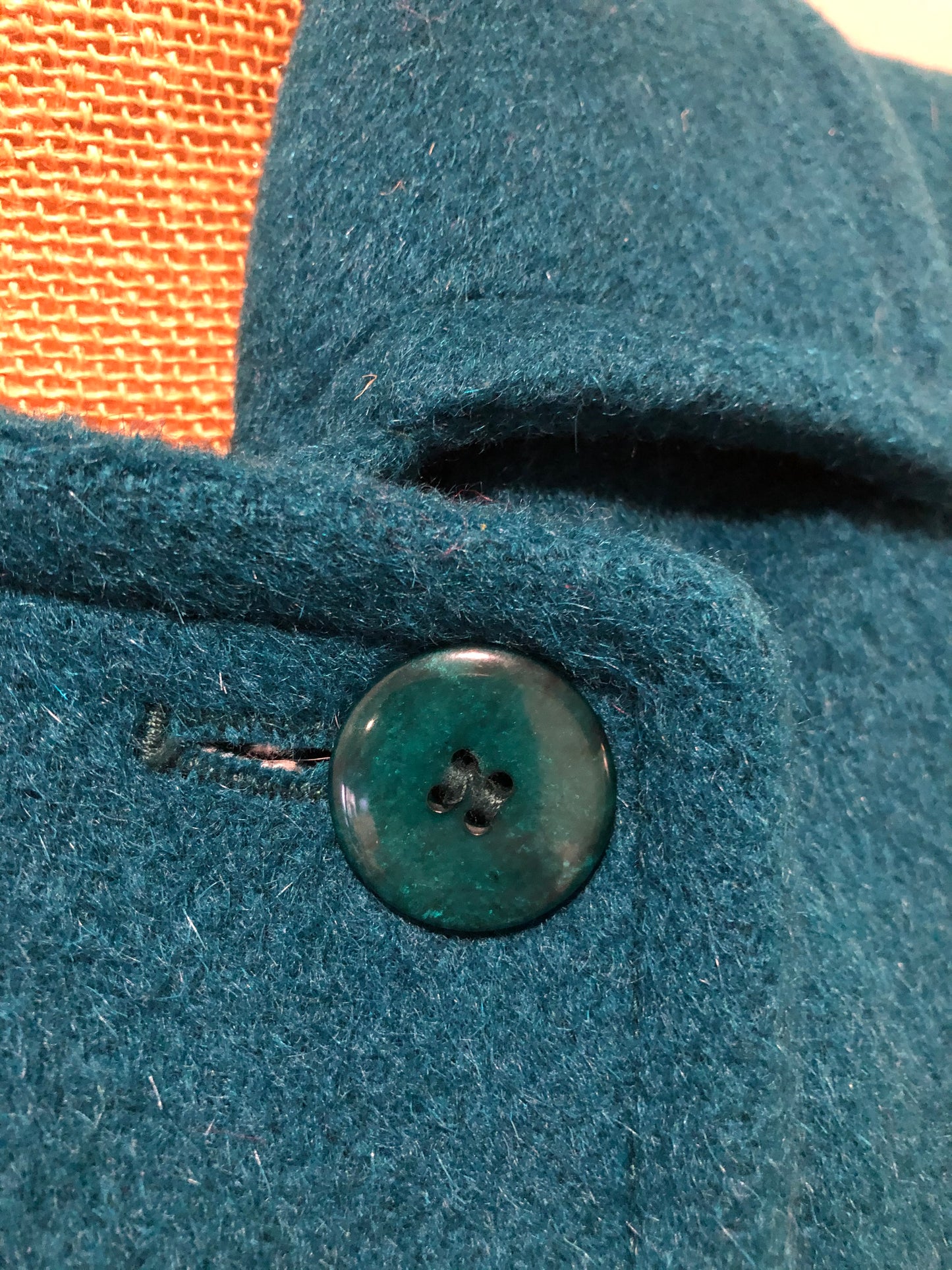 Kingspier Vintage - Marks & Spencer 1980’s mohair and wool blend, double breasted teal coat. Fits a size 10.