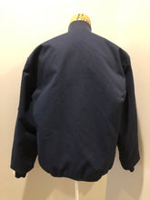 Load image into Gallery viewer, Kingspier Vintage - Red Kap bomber jacket in navy with knit collar and cuffs, zipper, slash pockets, and quilted lining. Made in the USA. 
