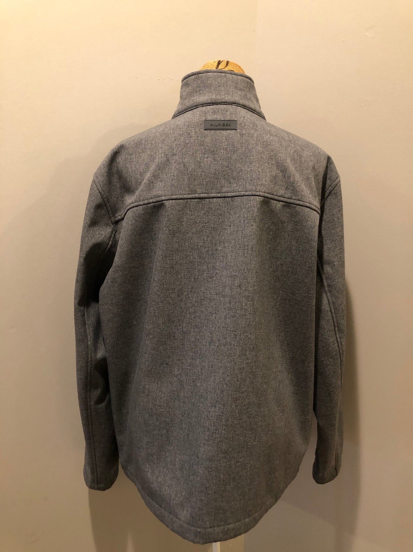 Kingspier Vintage - Tommy Hilfiger grey jacket with zipper, front slash pockets and inside pocket.