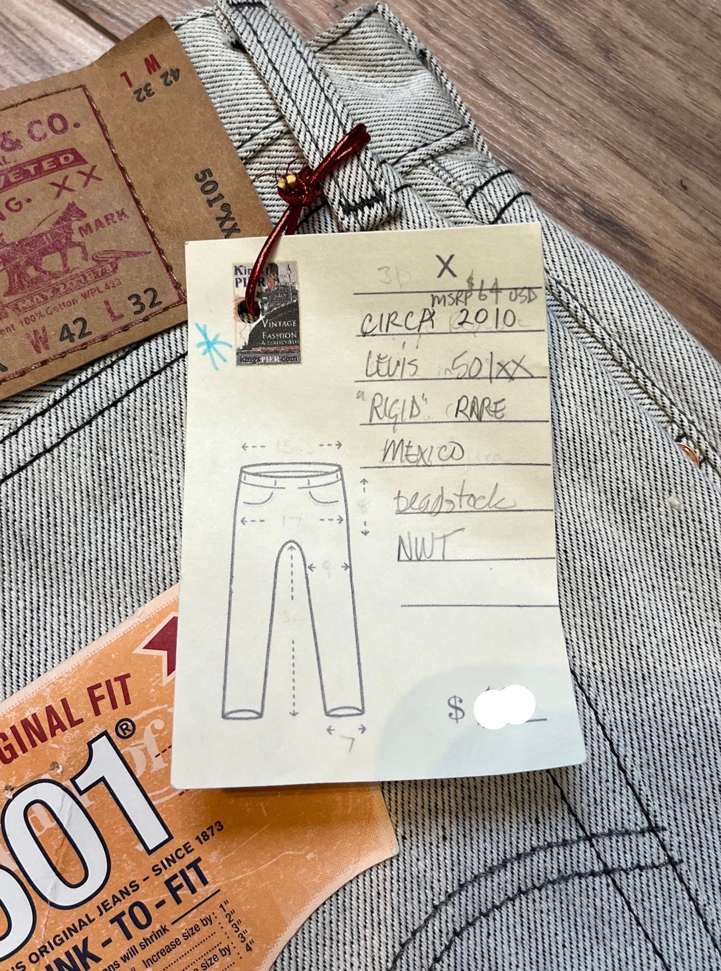 Levi’s 50xx - 42”x32” Rigid Grey Denim Jeans Deadstock New with tags Rare Rigid Red Tab Higher rise Button fly Straight fit 100% cotton Made in Mexico
