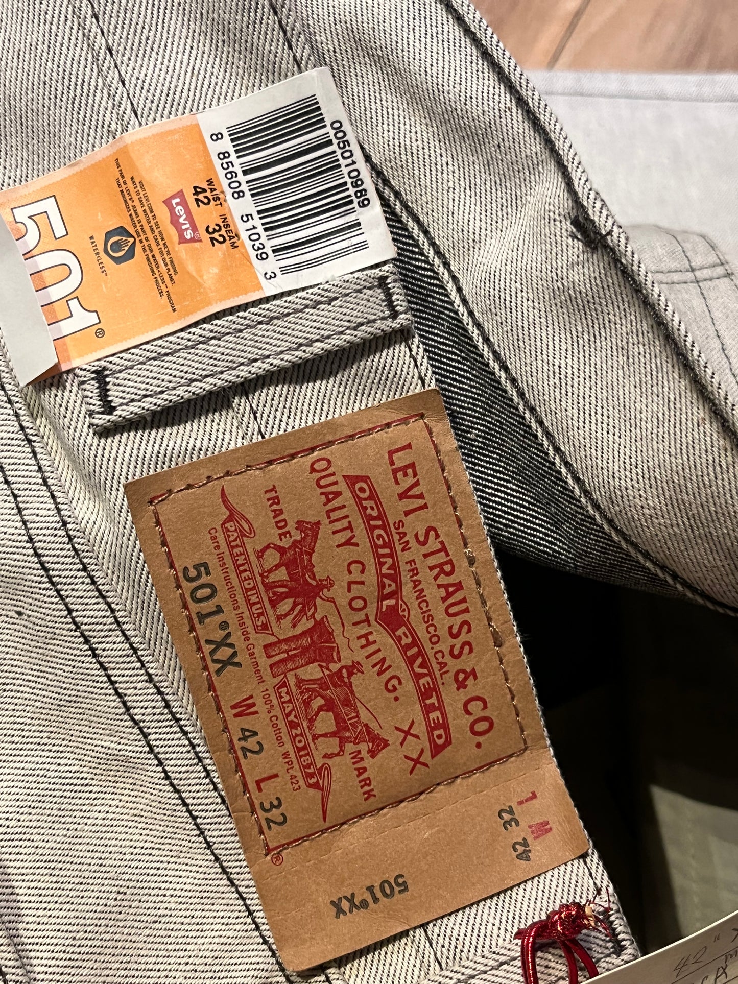Levi’s 50xx - 42”x32” Rigid Grey Denim Jeans Deadstock New with tags Rare Rigid Red Tab Higher rise Button fly Straight fit 100% cotton Made in Mexico