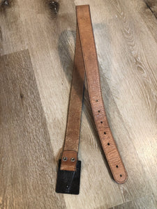 Kingspier Vintage -Vintage Levi’s brown leather belt with large “Century Canada” buckle, Made in Canada