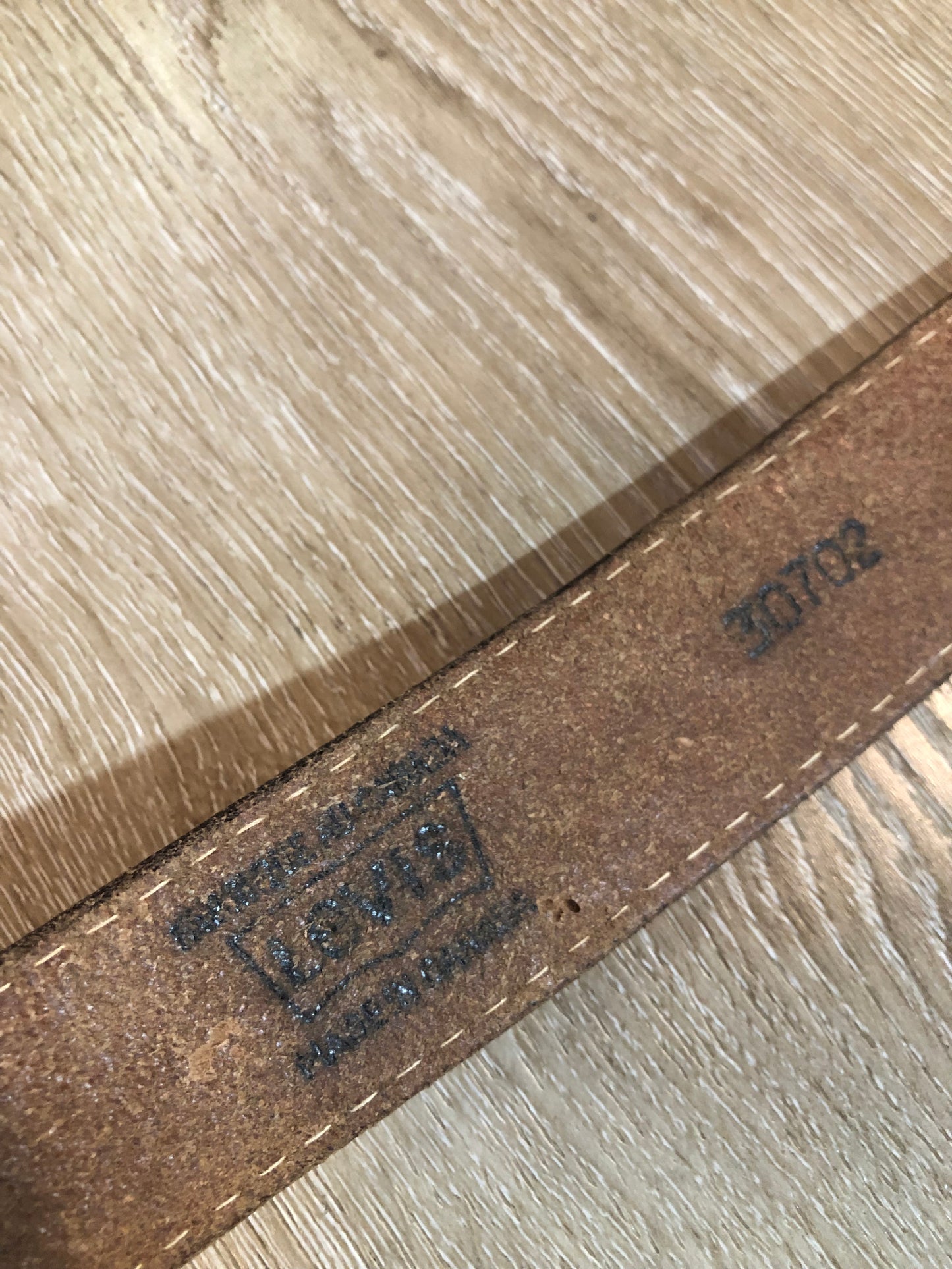 Kingspier Vintage -Vintage Levi’s brown leather belt with large “Century Canada” buckle, Made in Canada