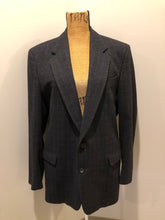 Load image into Gallery viewer, Kingspier Vintage - Chaps by Ralph Lauren slate grey with blue and red subtle stripe 100% wool jacket. This jacket is a two button, notch lapel with two flap pockets, a breast pocket and three inside pockets. Made in Canada.
