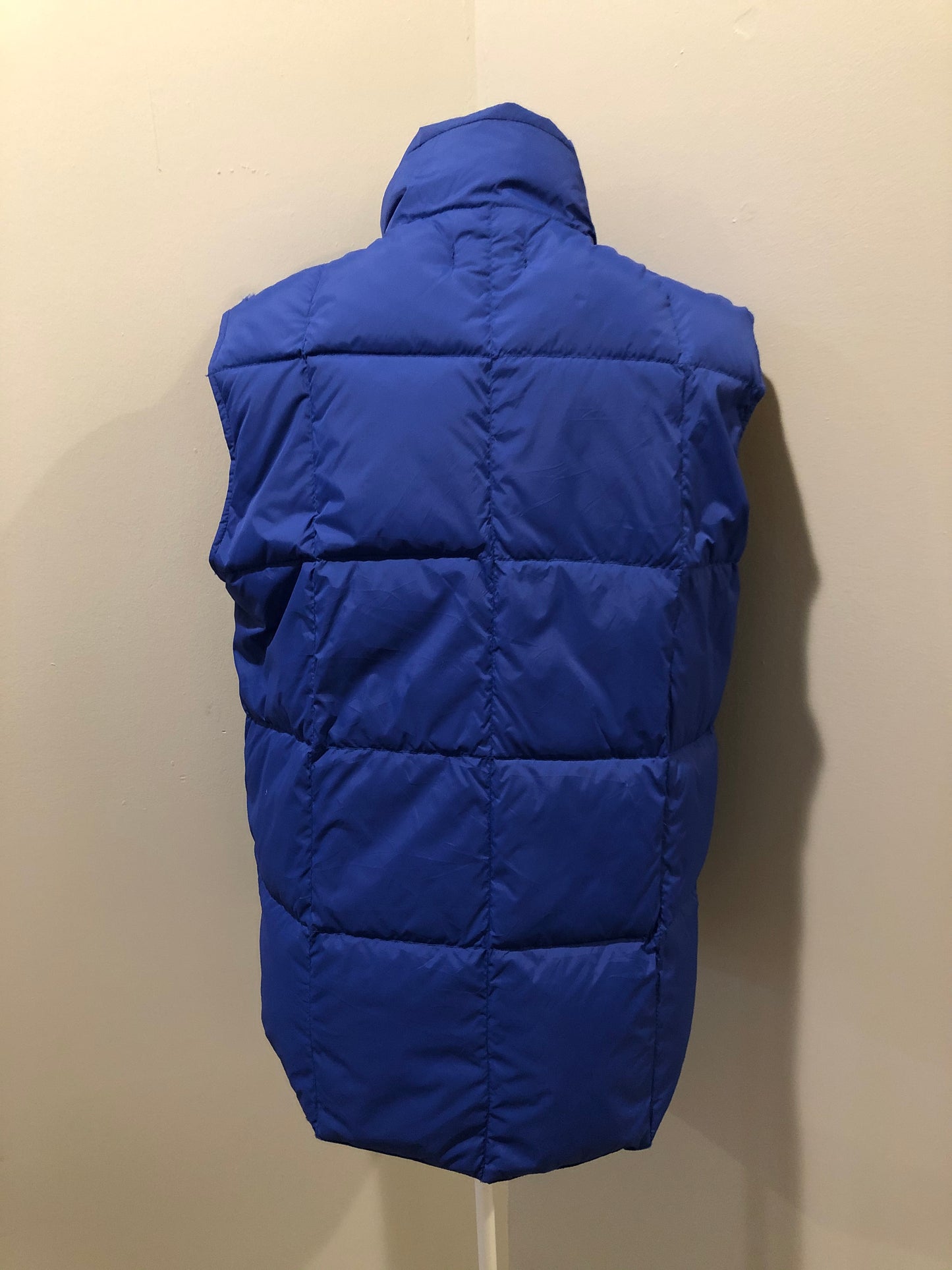 Kingspier Vintage - Land’s End blue down filled puffer vest with snap closures and slash pockets. Size small.
