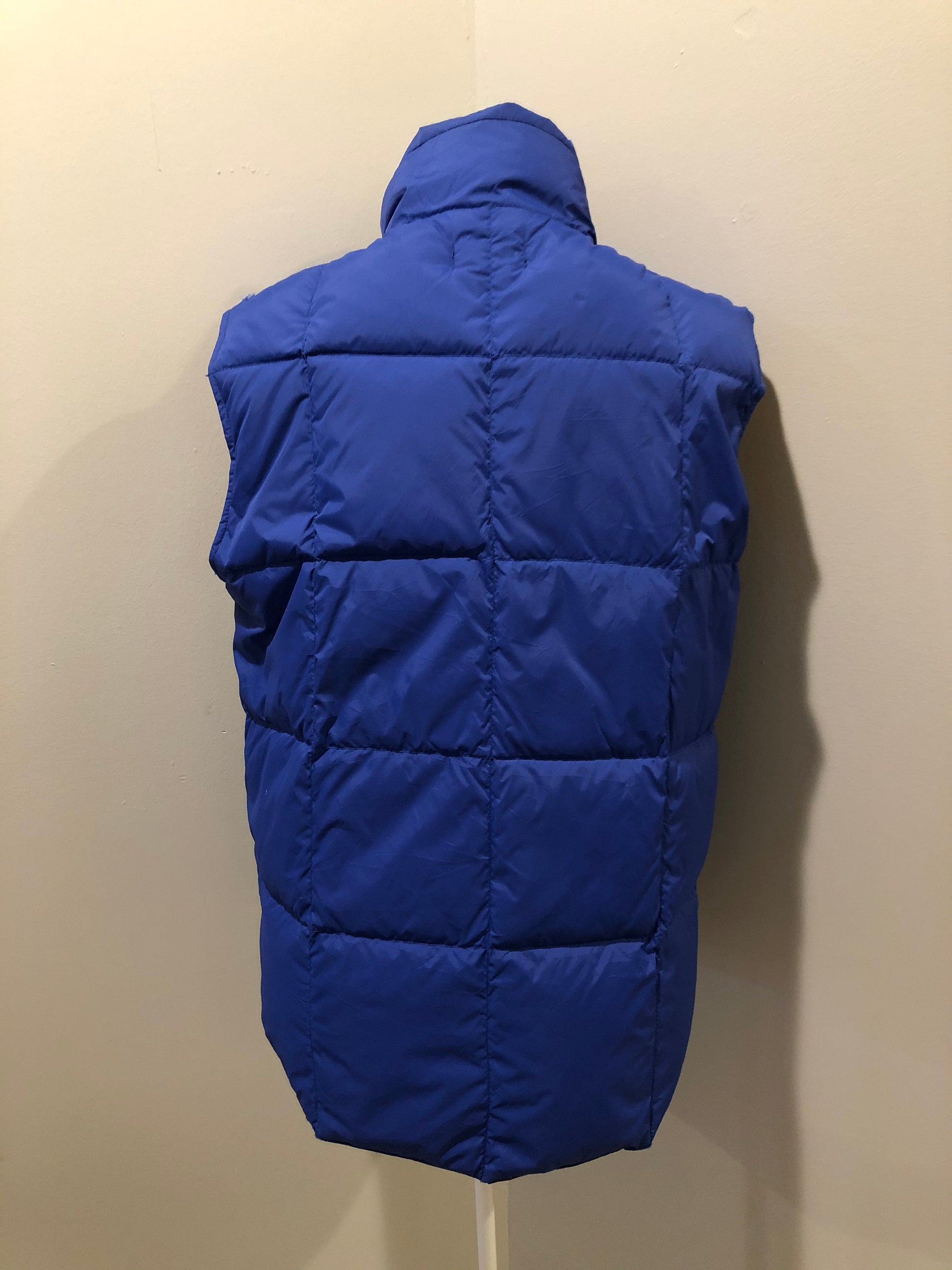 Kingspier Vintage - Land’s End blue down filled puffer vest with snap closures and slash pockets. Size small.