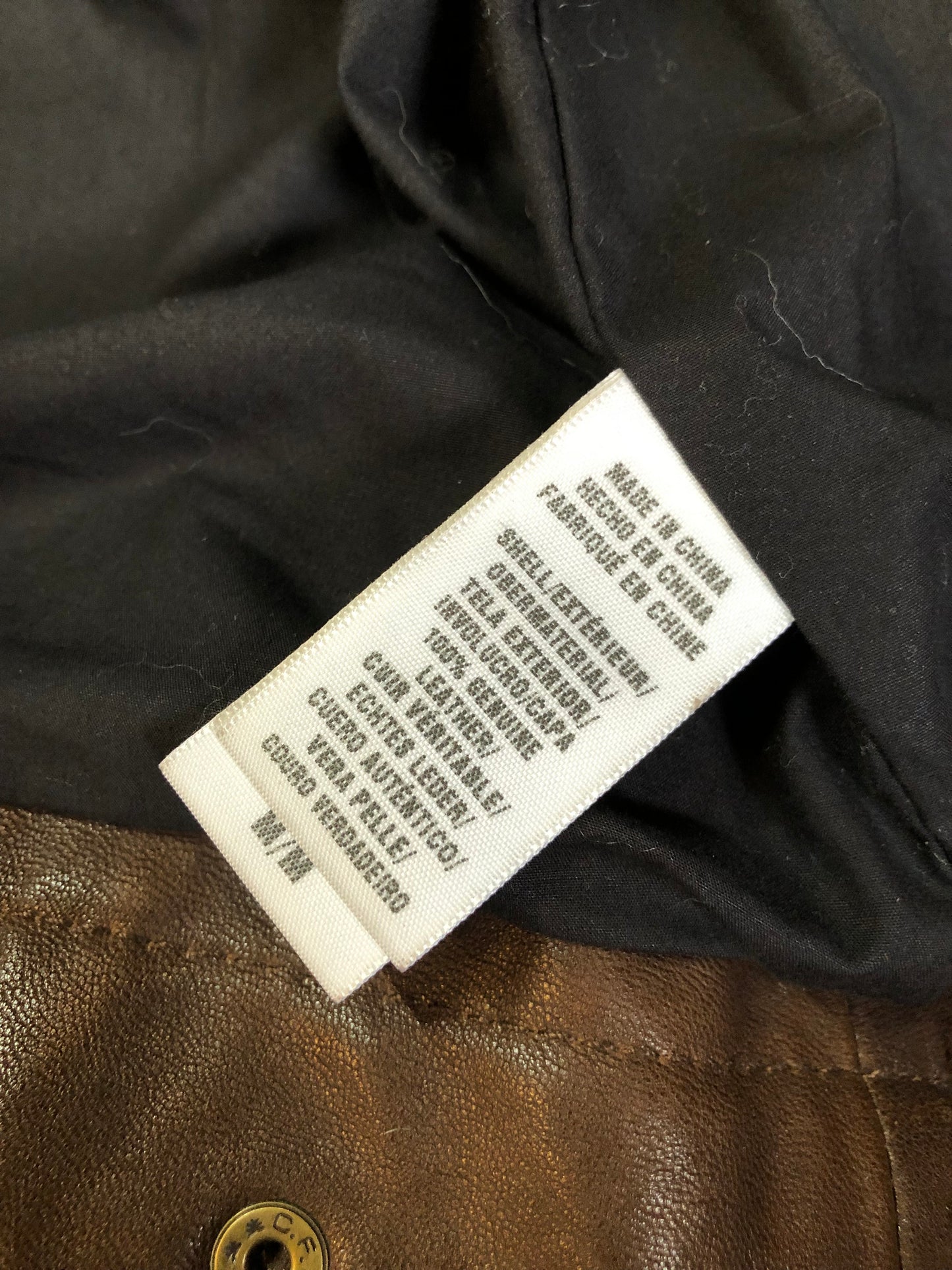 Kingspier Vintage - Lucky Brand brown leather moto jacket with snap collar, zipper closure, zip pockets and inside pocket. Size medium.