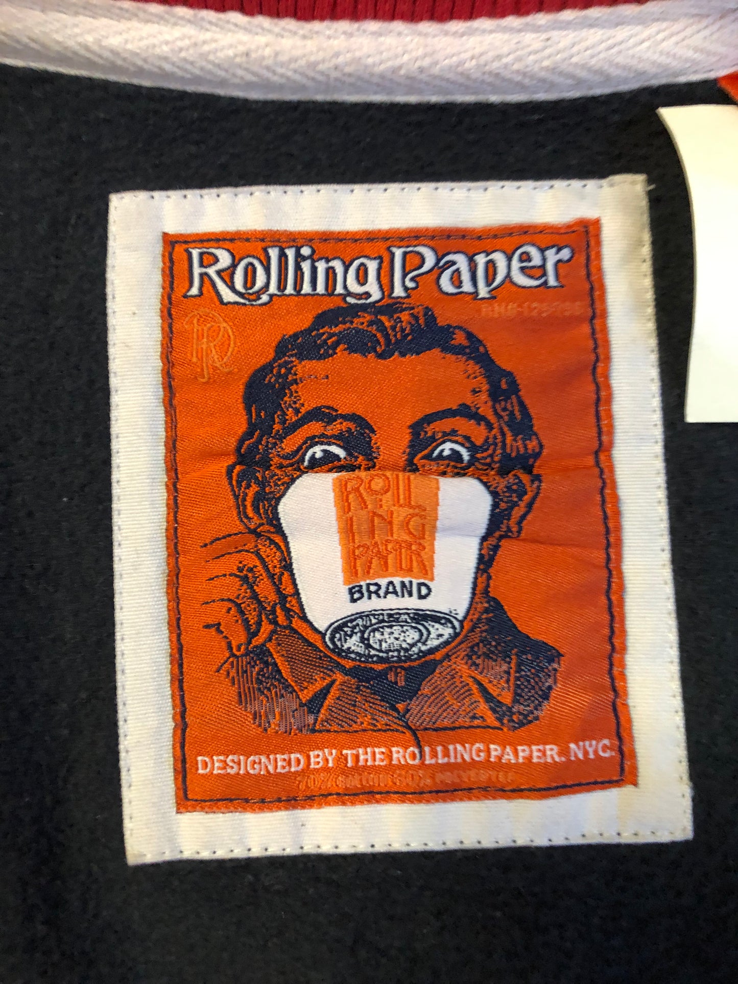 Kingspier Vintage - Vintage 1980’s Rolling Paper Co. varsity style jacket with snap closures and slash pockets. Cotton/ polyester blend. Size medium.