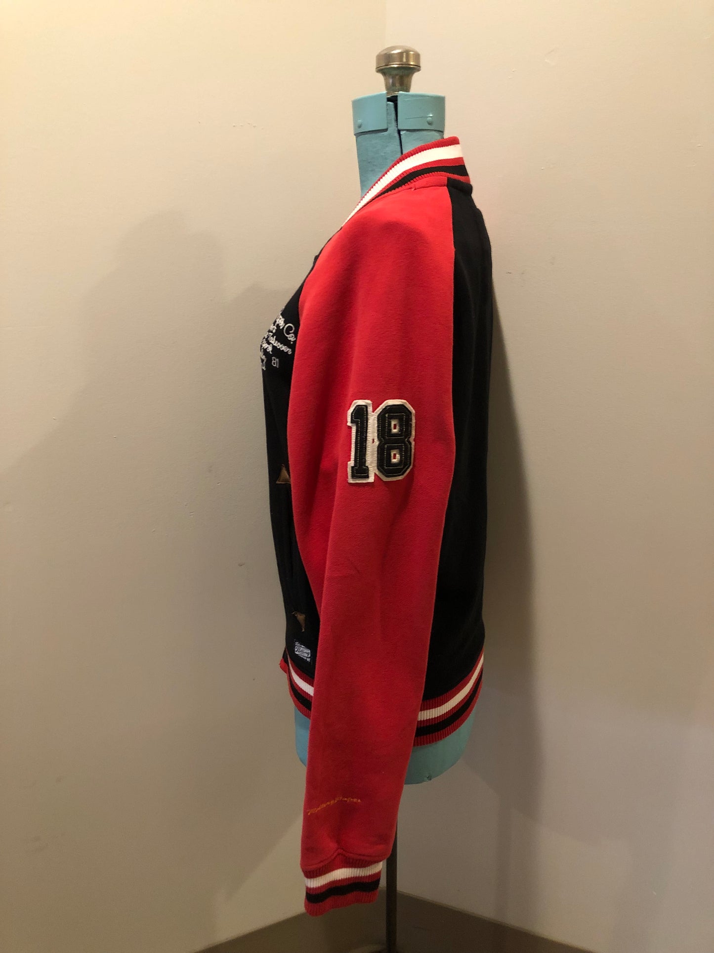 Kingspier Vintage - Vintage 1980’s Rolling Paper Co. varsity style jacket with snap closures and slash pockets. Cotton/ polyester blend. Size medium.