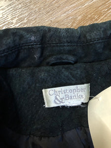Kingspier Vintage - Vintage Christopher Banks black suede jacket with button closures and pockets. Made in Canada. Size small.
