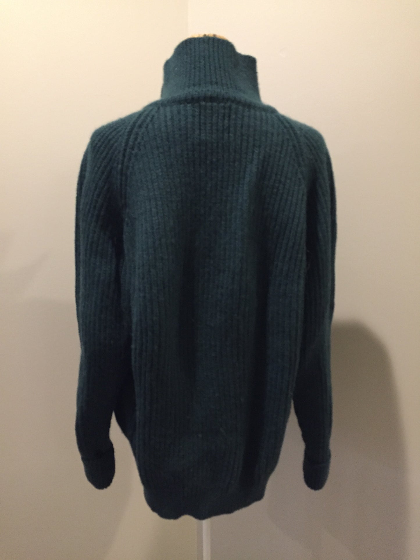 Kingspier Vintage - Great Northern Knitters green wool button up sweater. Made in Canada, Size M/L.
