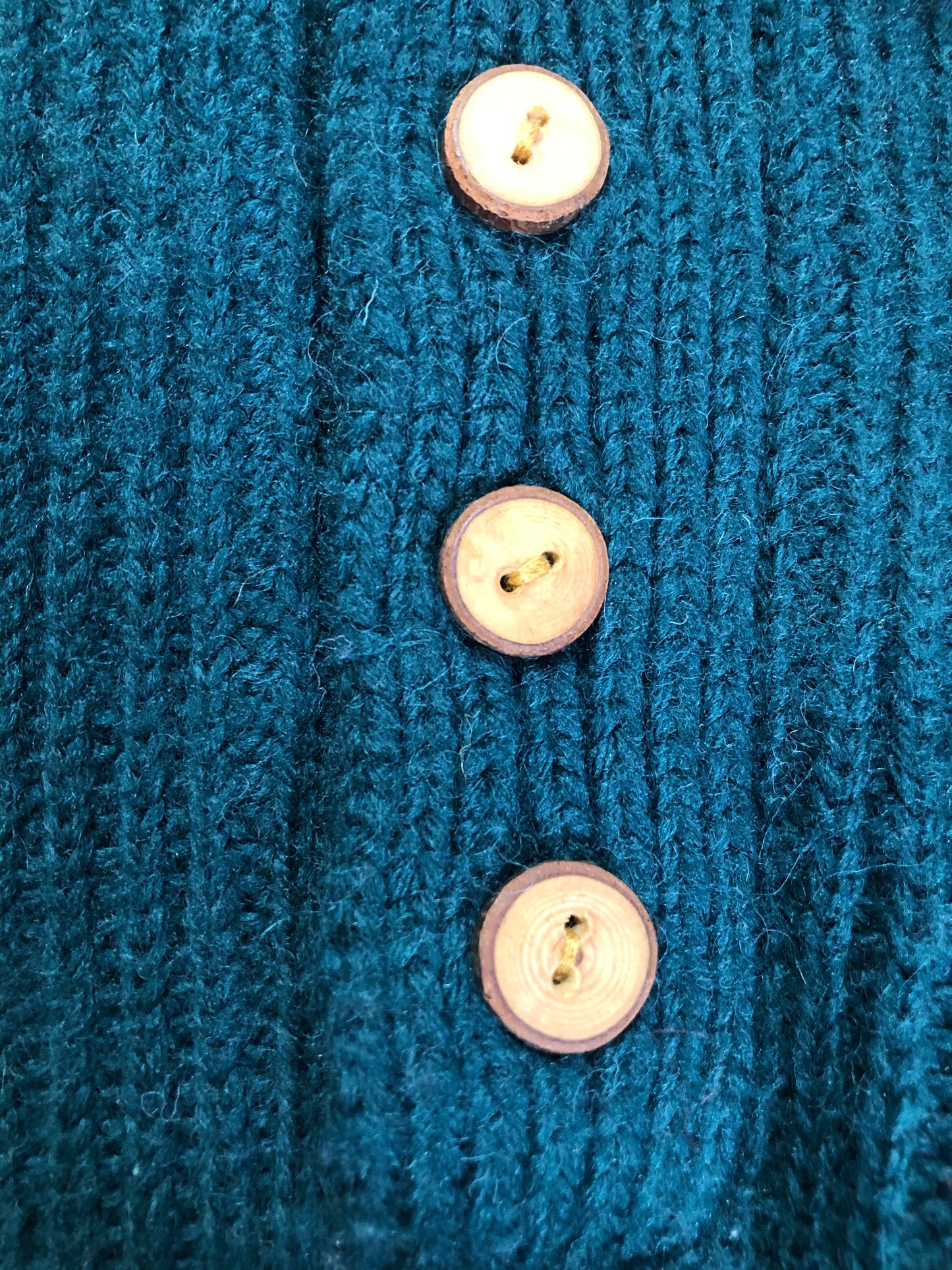 Kingspier Vintage - Great Northern Knitters green wool button up sweater. Made in Canada, Size M/L.