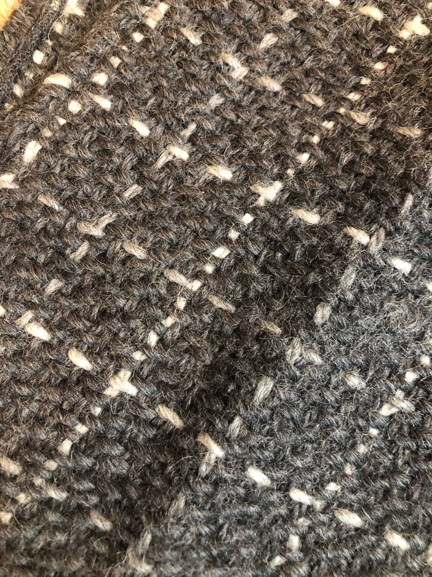 Kingspier Vintage - "The colours of Ireland captured" made by Branigan Weavers in Ireland. Grey and white wool scarf. Measures 8.5x64 inches.