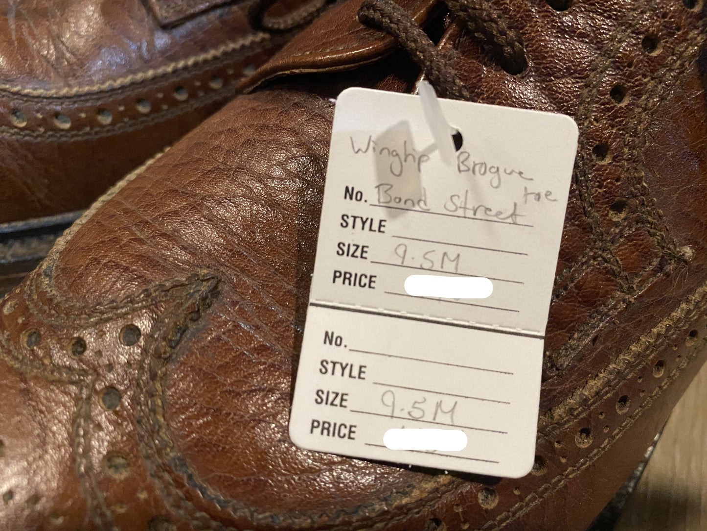 Kingspier Vintage - Brown Full Grain Leather Full Brogue Wingtip Derbies Dack's Bond Street, Sizes: 9.5M 11.5W 42.5EURO, Made in Canada, Leather Soles, Phillips Cushion No Mark Rubber Heels
