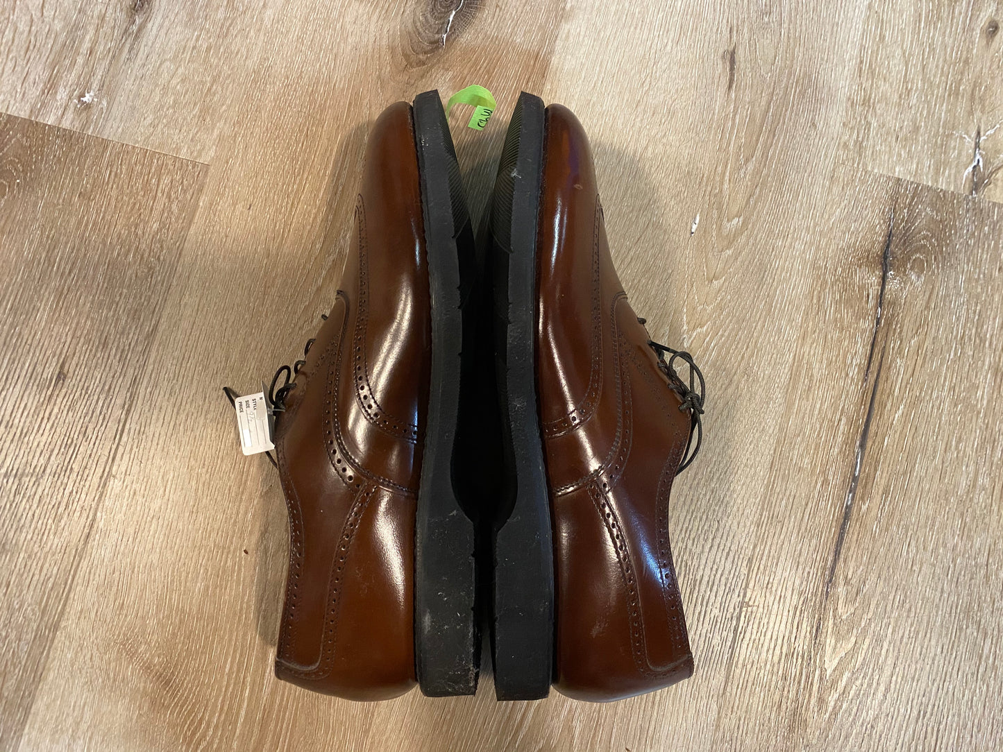 Kingspier Vintage - 1980s Brown Steel Toe Full Brogue Wingtip Oxfords by Seco for Bostonian - Sizes: 9.5M 11.5W 42-43W, Made in USA, Vibram Rubber Heels, Man Made In-Soles and Out-Soles