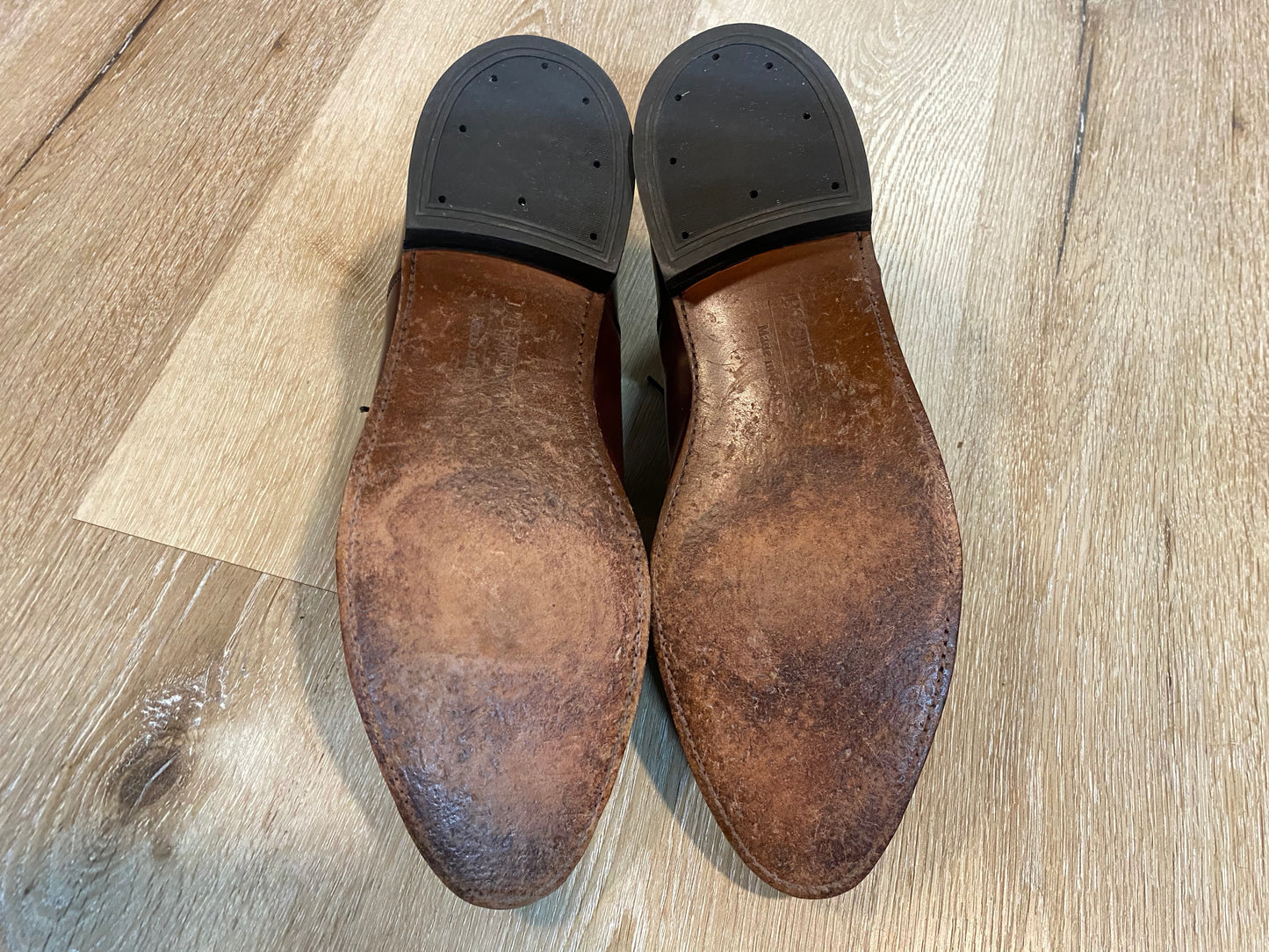 Kingspier Vintage - Burgundy Leather Cap Toe Oxfords by Bostonian - Sizes: 12M 14W 45EURO, Made in USA, Man Made Insoles, Leather Soles, Rubber Heels
