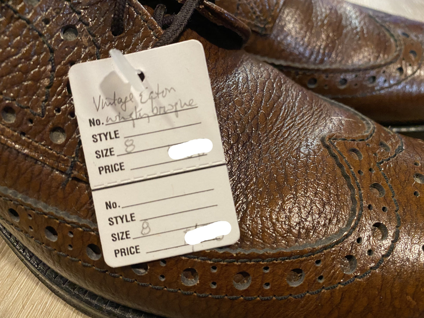 Kingspier Vintage - Brown Full Brogue Wingtip Derbies by Eaton Sanitized - Sizes: 8M 10W 41EURO, Made in Canada, Leather Uppers and Soles, Biltrite Rubber Heels