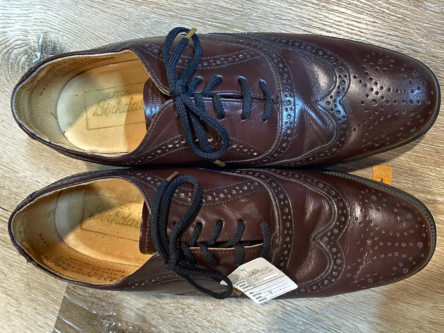 Kingspier Vintage - Burgundy Full Brogue Wingtip Oxfords by Eaton Birkdale - Sizes: 7M 8.5W 39-40EURO, Made in Czechoslovakia, Leather Soles and Rubber Heels