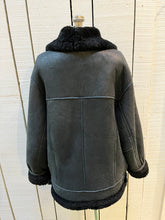 Load image into Gallery viewer, Vintage Black Shearling Bomber Jacket, 

Made in Canada
Size Medium
