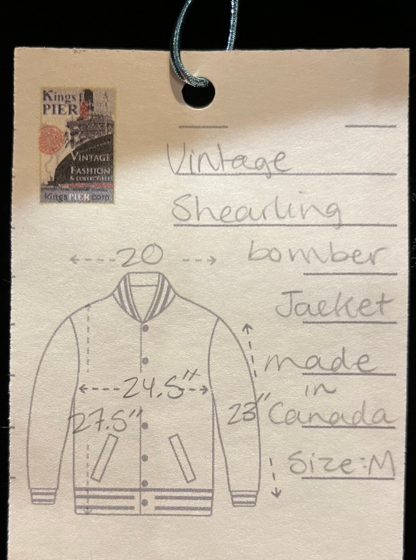 Vintage Black Shearling Bomber Jacket,
Made in Canada
Size Medium