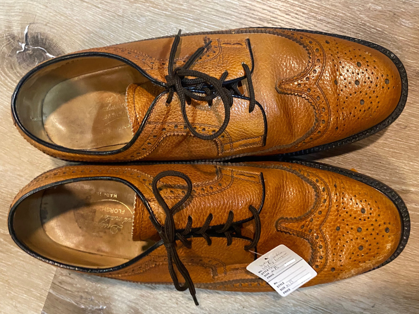 Kingspier Vintage - Light Brown Full Brogue Wingtip Derbies by Florsheim - Sizes: 8M 10W 41EURO, Made in Mexico, Designed and Made Exclusively for Florsheim Shoe Shop, Leather Soles and Insoles