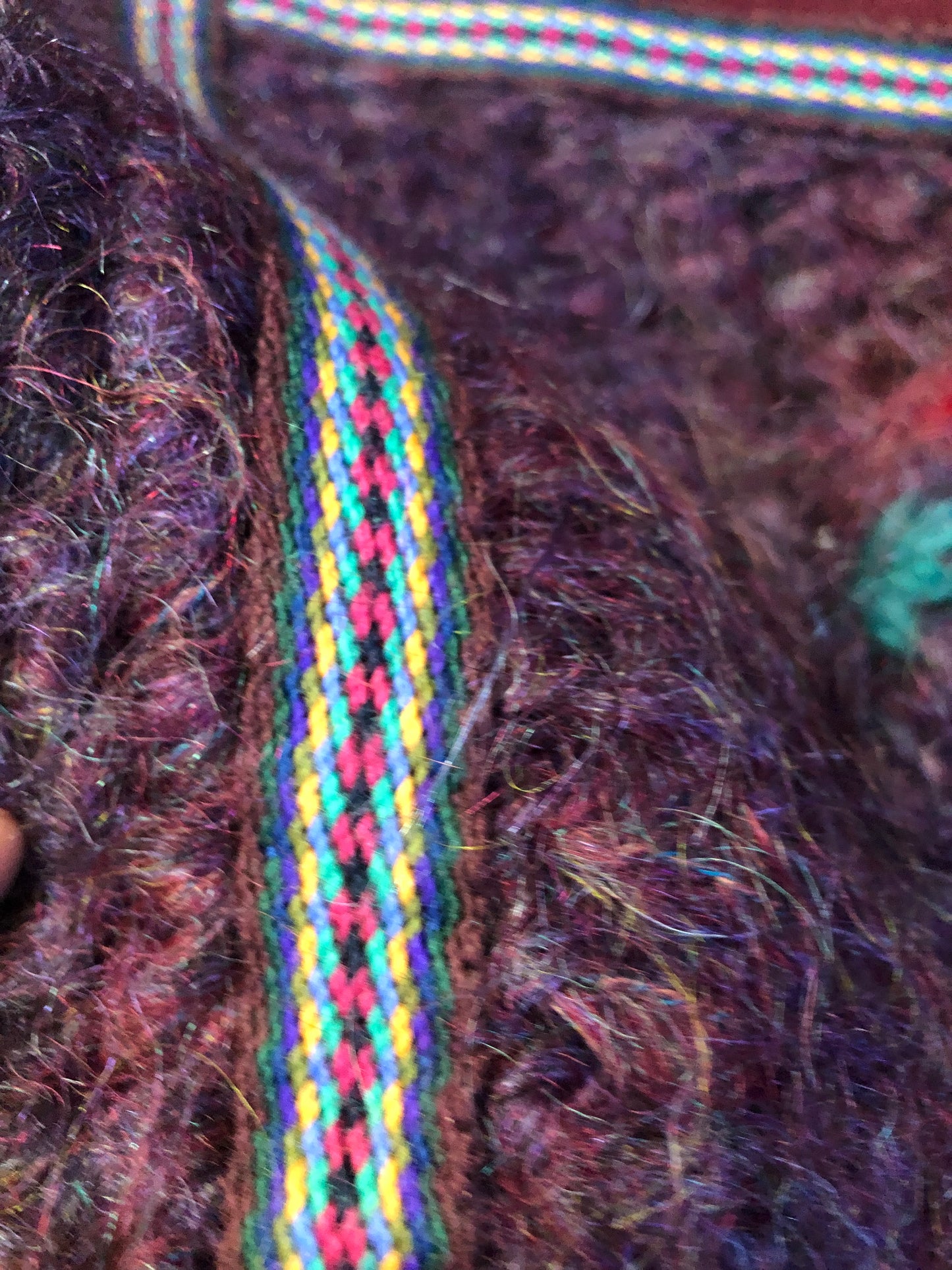 Vintage Pangnirtung Inuit handmade 100% wool cardigan in vibrant purples with felt applique designs and colourful embroidered trim. Made in Canada. - Kingspier Vintage