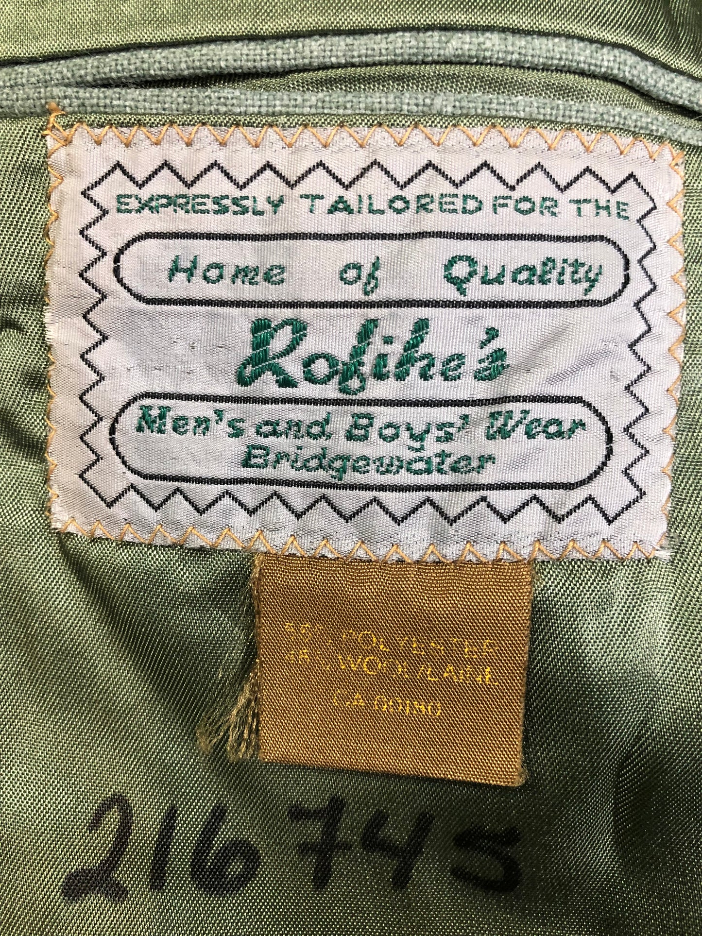 Vintage Rofihe's three piece mint green polyester and wool blend suit. Circa 1960s/ 70s. Union made in Canada.- Kingspier Vintage