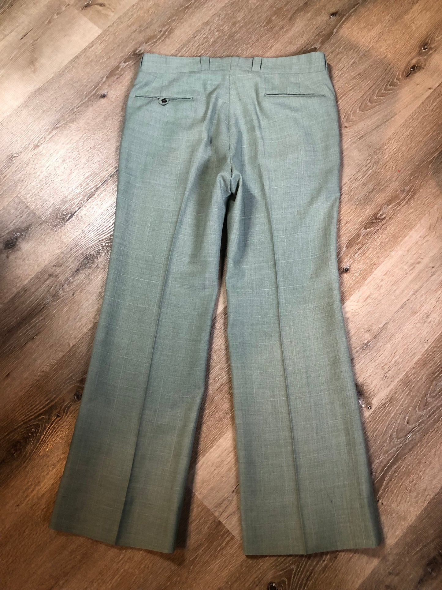 Vintage Rofihe's three piece mint green polyester and wool blend suit. Circa 1960s/ 70s. Union made in Canada.- Kingspier Vintage