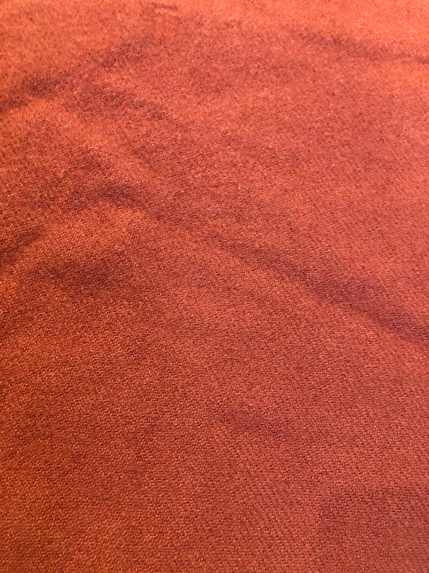 Kingspier Vintage - Berry 100% wool lap blanket with light pink ribbon trim. .