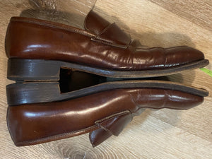 Kingspier Vintage - Brown Leather Penny Loafers by Pollini - Sizes: 8.5M 10.5W 41-42 EURO, Made in Italy, Vero Cuoio Leather Soles, Partial Rubber Heels