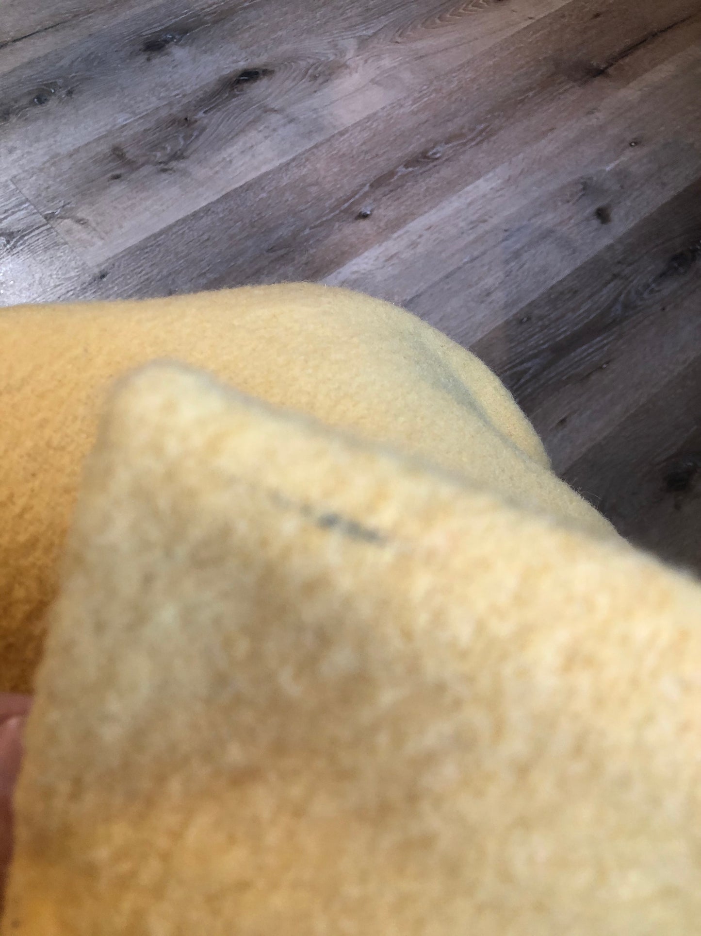 Kingspier Vintage - Vintage Ayer’s 100% wool lap blanket in yellow. Made in Canada
