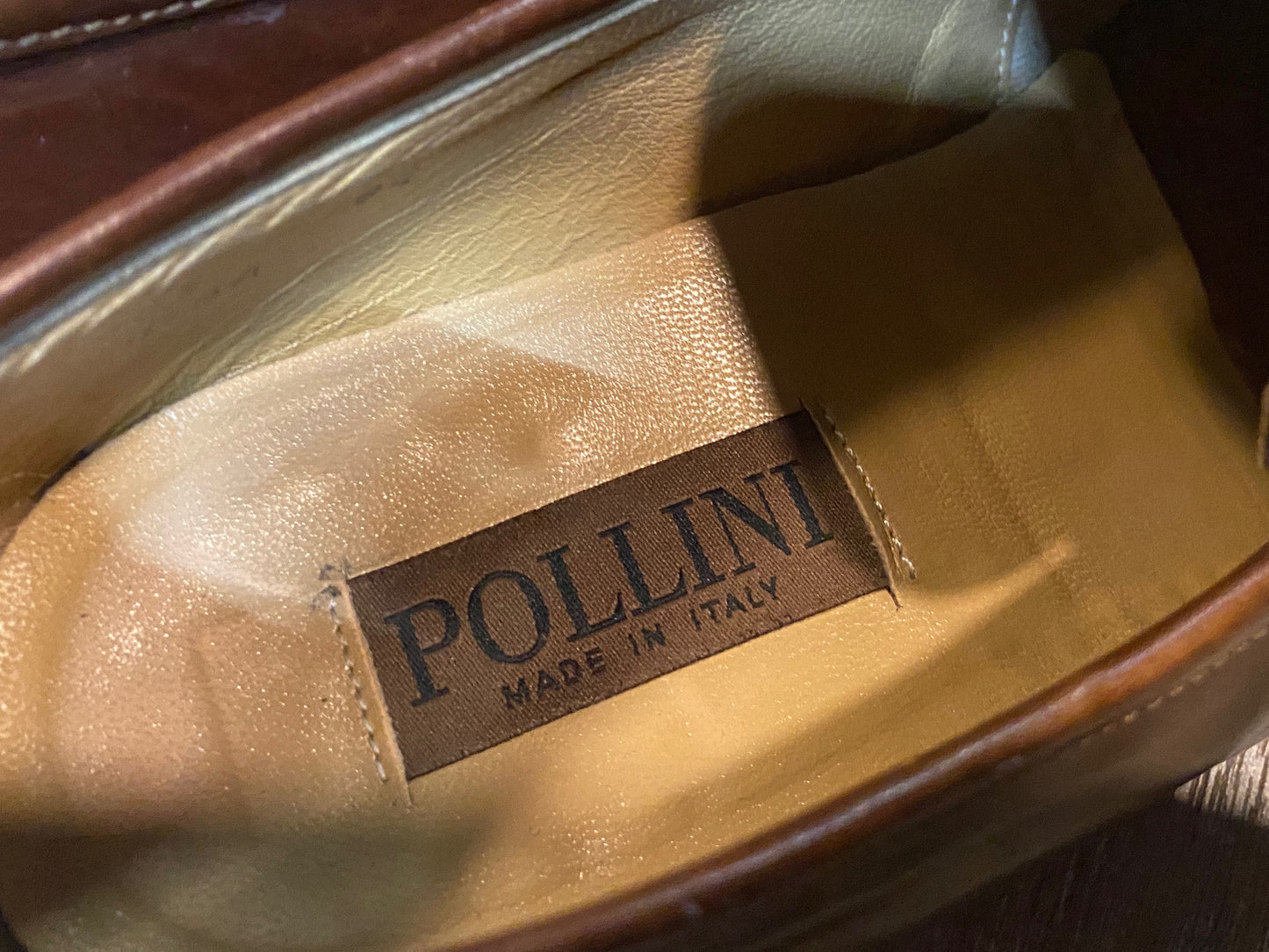 Kingspier Vintage - Brown Leather Penny Loafers by Pollini - Sizes: 8.5M 10.5W 41-42 EURO, Made in Italy, Vero Cuoio Leather Soles, Partial Rubber Heels