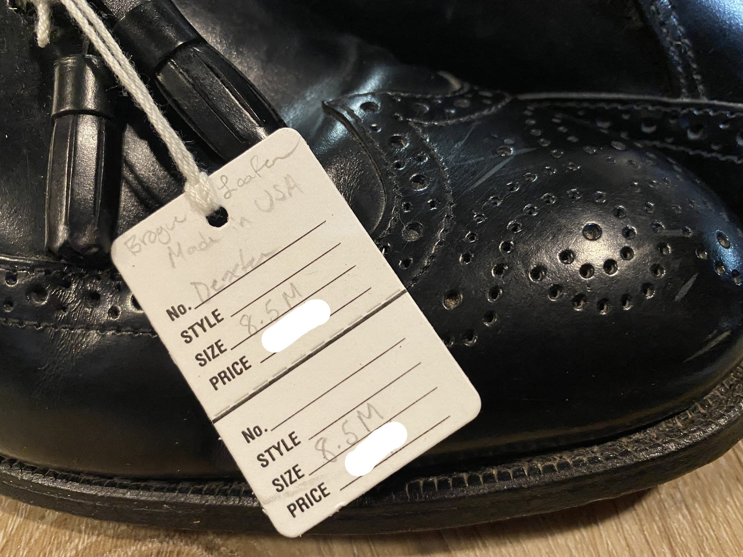 Kingspier Vintage - Black Full Brogue Wingtip Tassel Loafers by Dexter USA, Sizes: 8.5M 10.5W 41-42EURO, Made in USA, Dexter Leather Soles and Rubber Heels