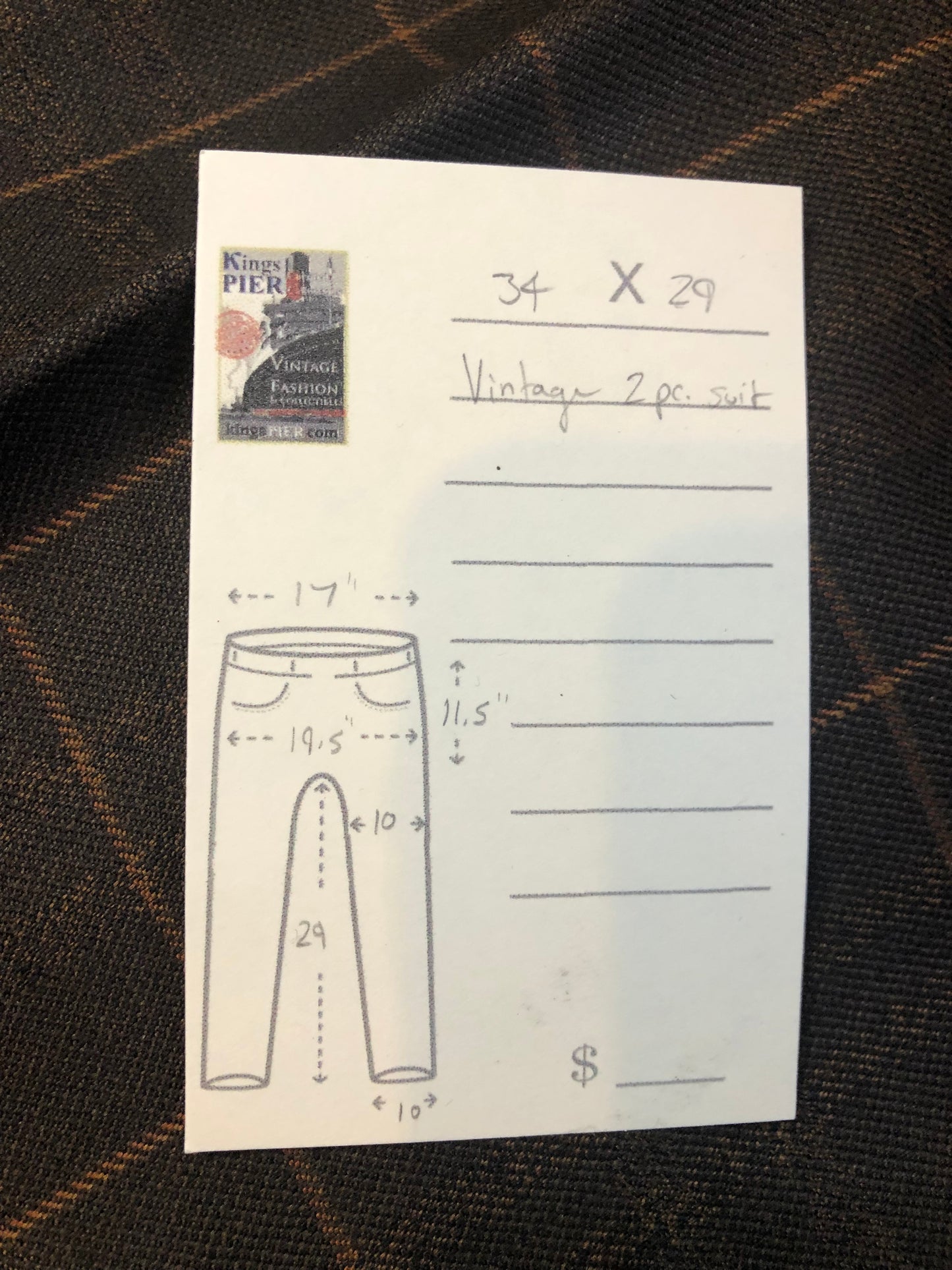 Vintage Warren Kloors 100% wool suit in brown and orange plaid. Lining has been extended in both jacket and pants. Made in Canada - Kingspier Vintage
