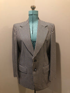 Vintage Saville Row two piece suit in navy and white gingham pattern is union made. - Kingspier vintage
