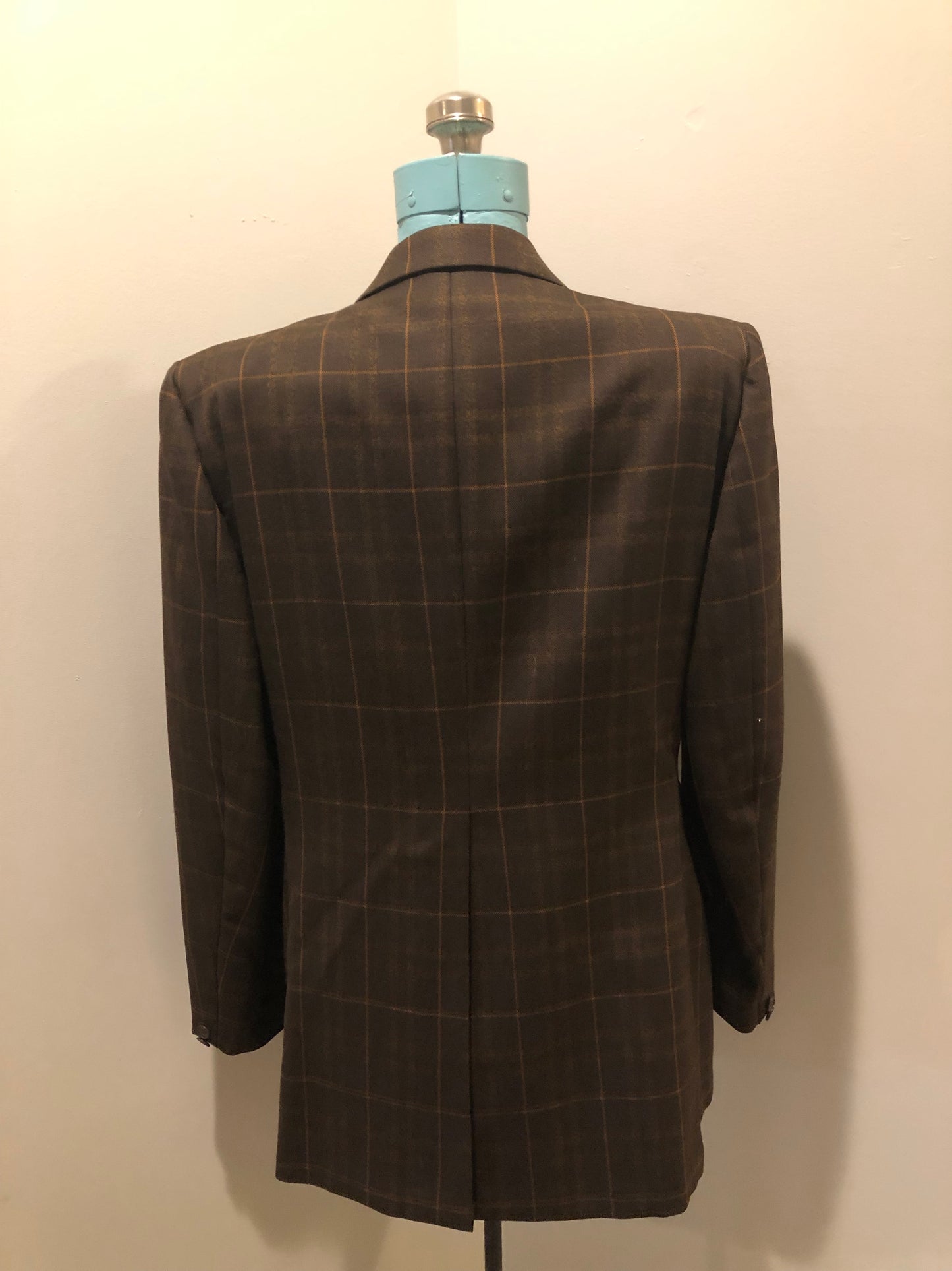Vintage Warren Kloors 100% wool suit in brown and orange plaid. Lining has been extended in both jacket and pants. Made in Canada - Kingspier Vintage