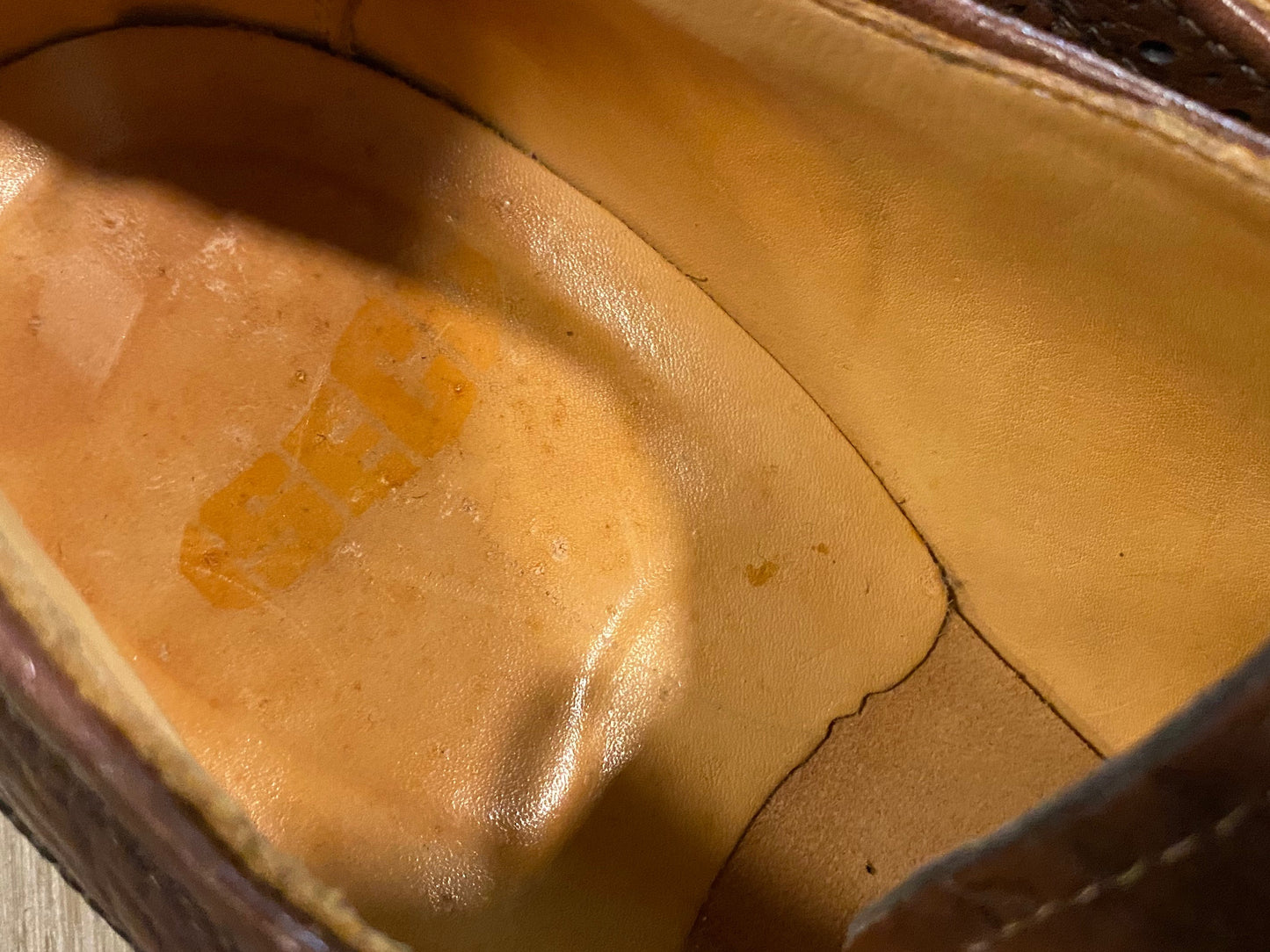 Kingspier Vintage - Brown Steel Toe Camel Skin Texture Leather Full Brogue Wingtip Derbies by Seco - Sizes: 11M 13W 44EURO, Made in Canada, eather Soles, Armotred Heels Made with Dupont Hypalon