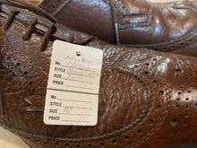 Load image into Gallery viewer, Kingspier Vintage - Brown Steel Toe Camel Skin Texture Leather Full Brogue Wingtip Derbies by Seco - Sizes: 11M 13W 44EURO, Made in Canada, eather Soles, Armotred Heels Made with Dupont Hypalon
