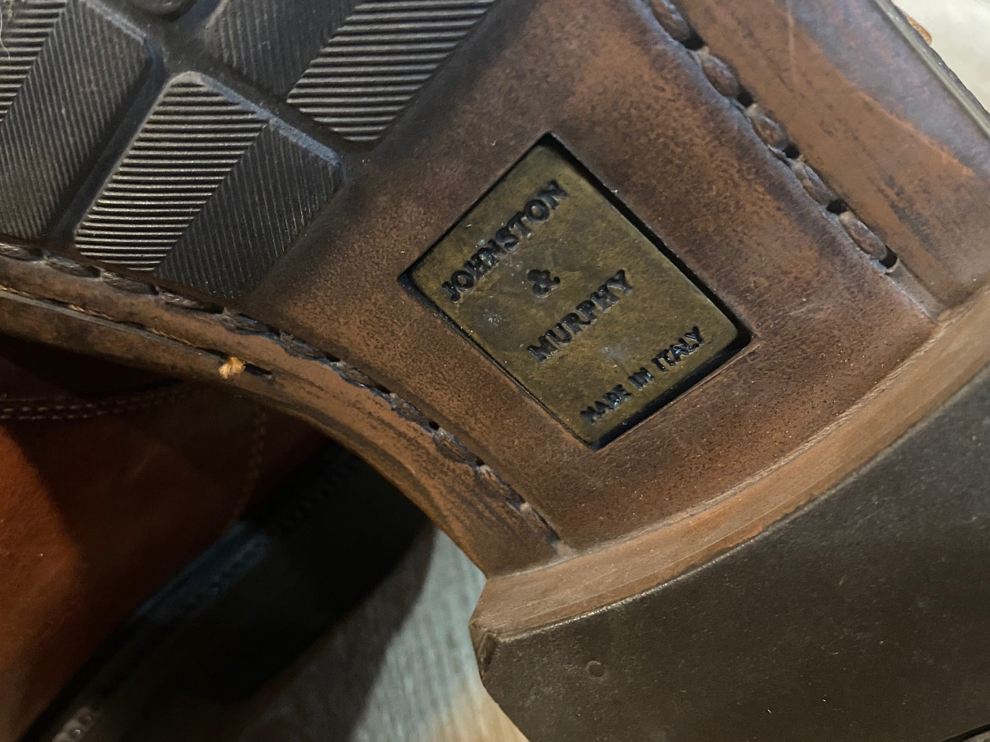 Kingspier Vintage - Brown Plain Toe Single Monk Strap with Buckle by Johnston & Murphy Passport - Sizes: 8.5M 10.5W 41-42EURO, Made in Italy, Leather Uppers, Leather and Rubber Soles