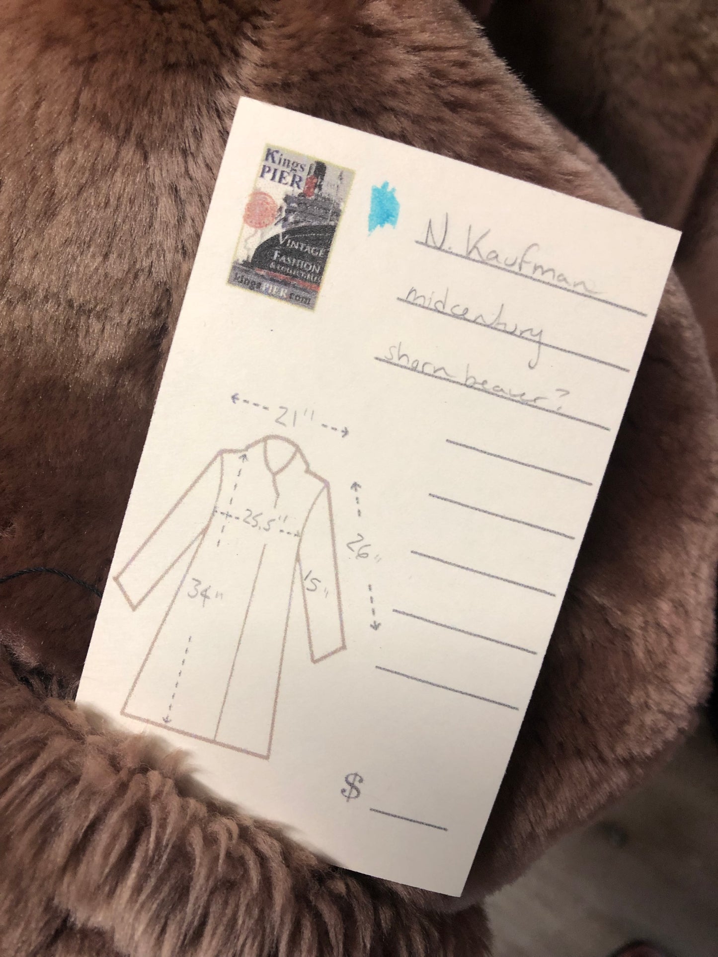 Vintage mid century blonde fur coat with unique blush undertones. Hook and eye closures with front pockets and satin lining with floral motif. Fur type unknown but it feels like shorn beaver fur - Kingspier Vintage