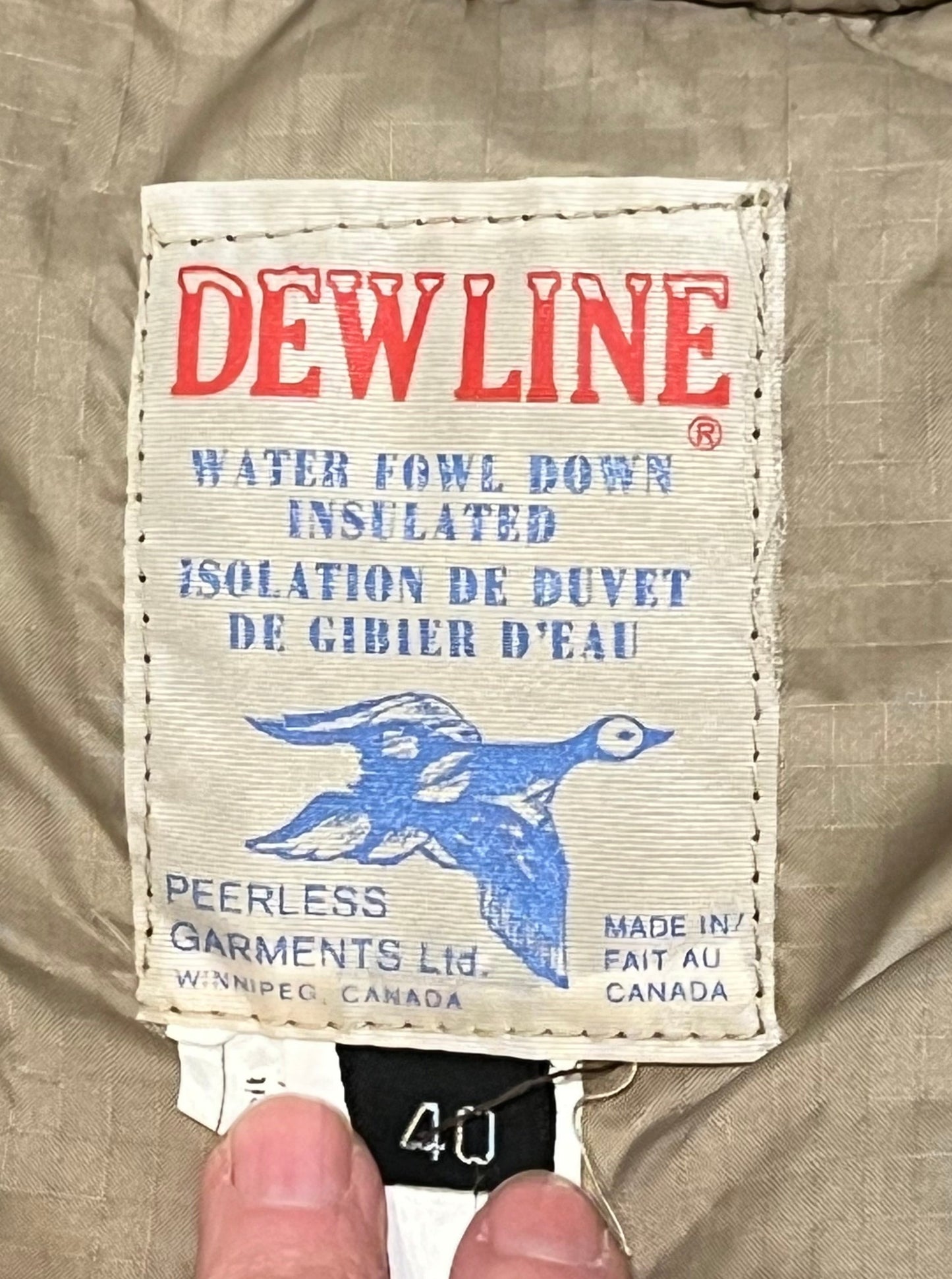 Vintage Dew Line Down Filled Bomber Jacket, Made in Canada, Chest 40”